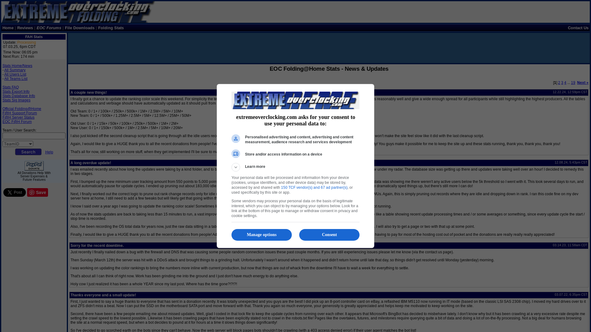 website screenshot of https://folding.extremeoverclocking.com/