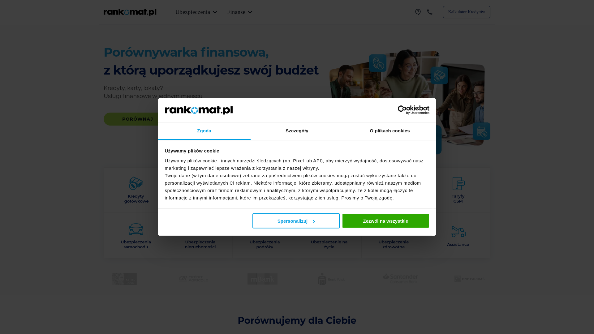 website screenshot of https://rankomat.pl/finanse/