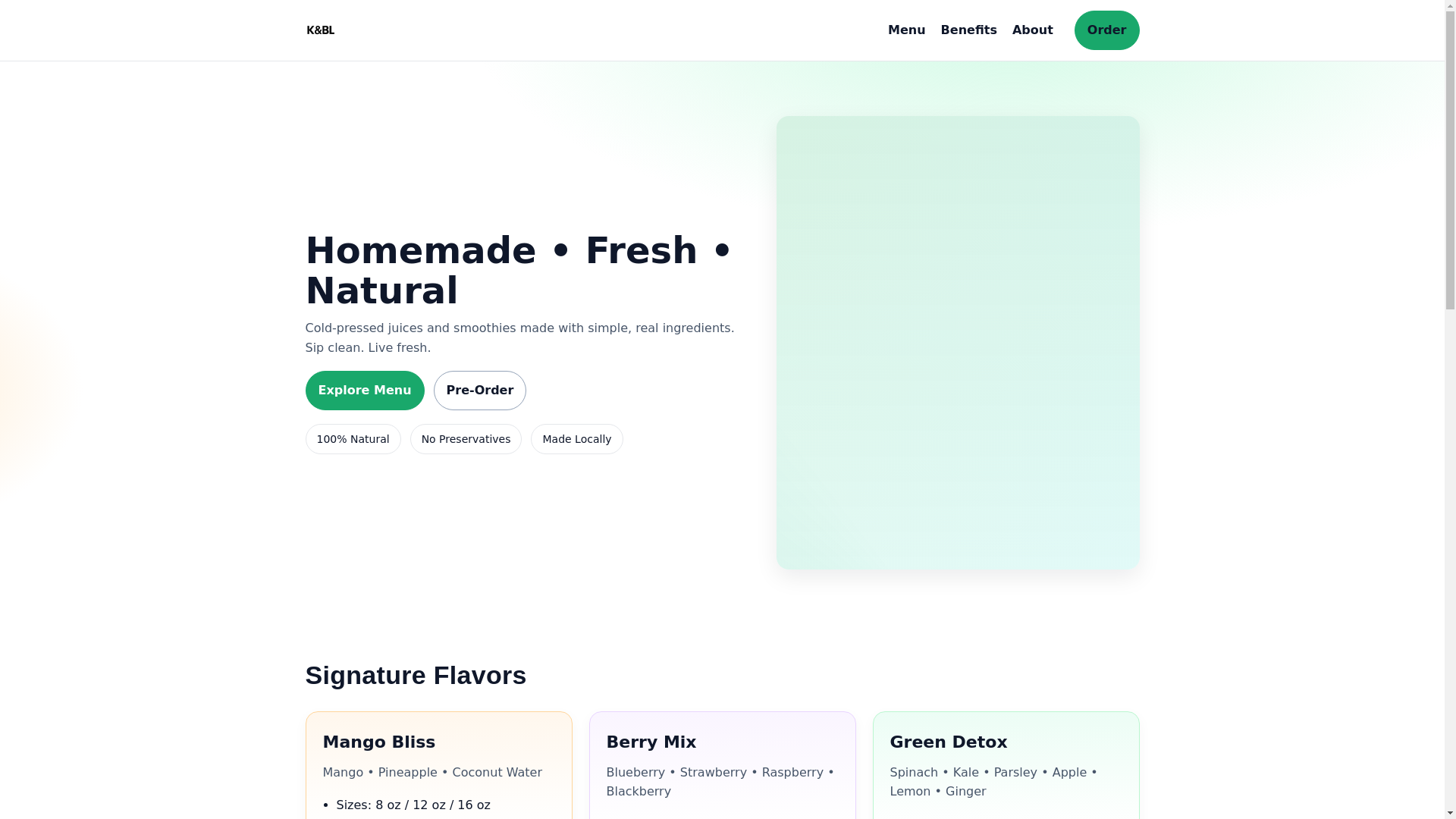 website screenshot of https://kbljuice.com/