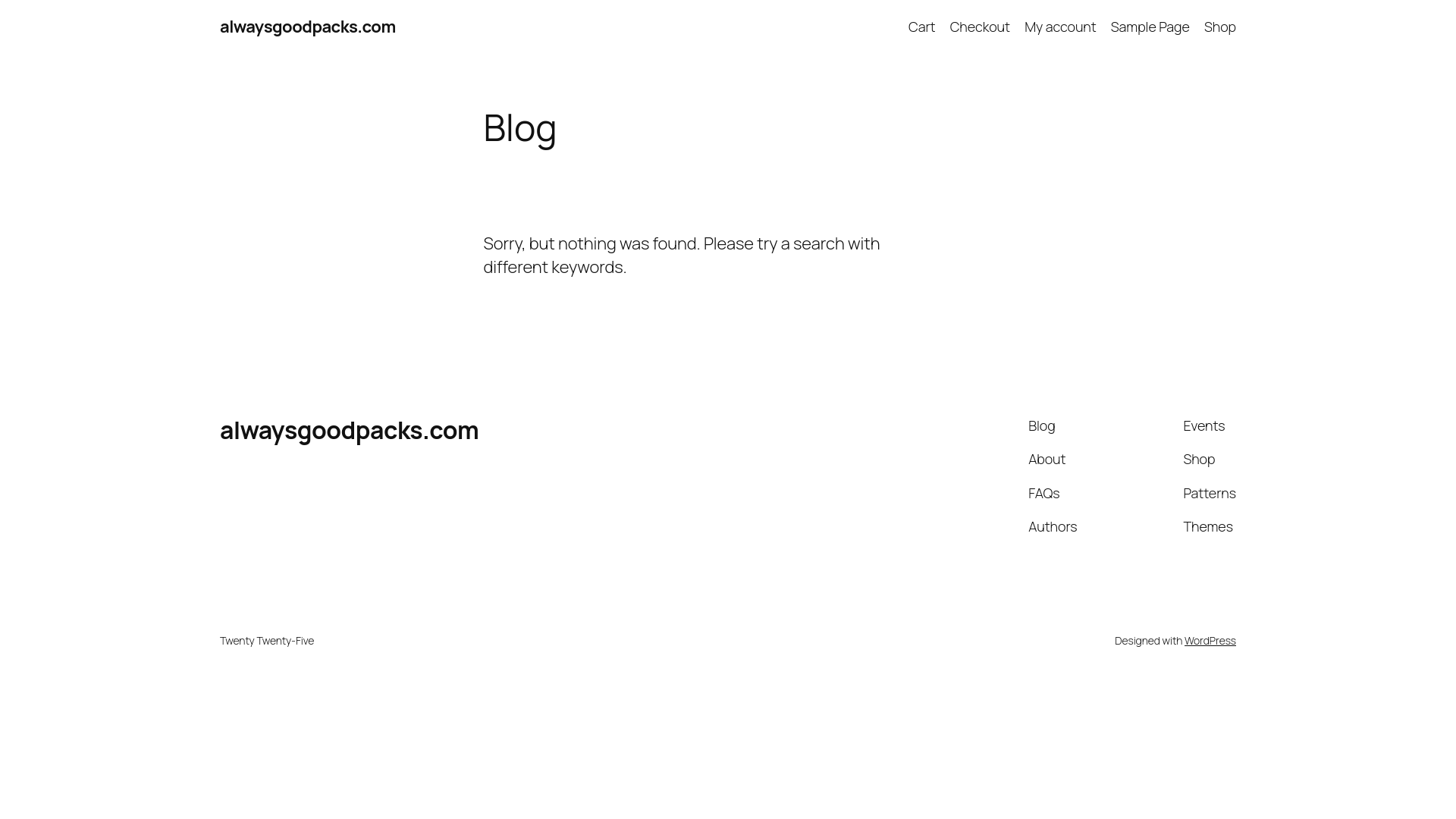 website screenshot of https://alwaysgoodpacks.com/