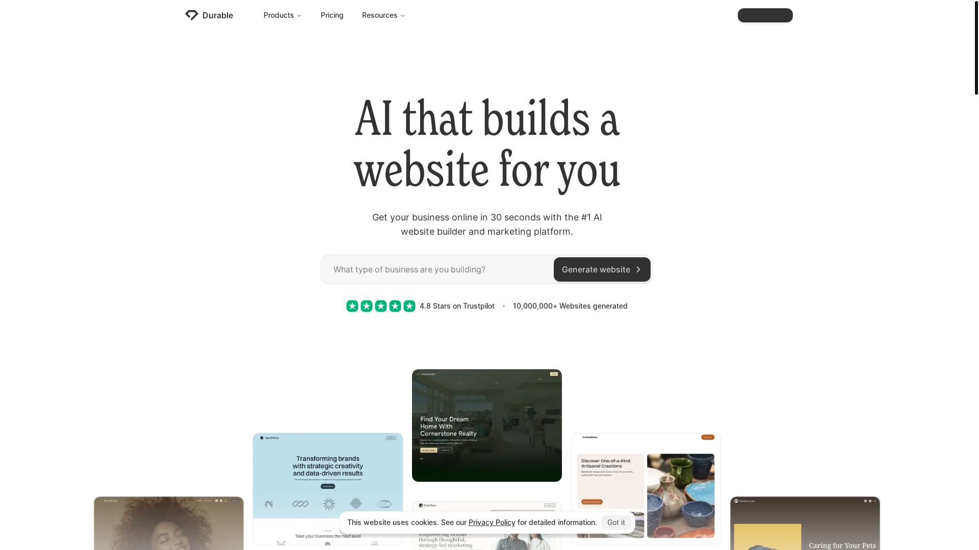 website screenshot of https://tailgate-rental.com/