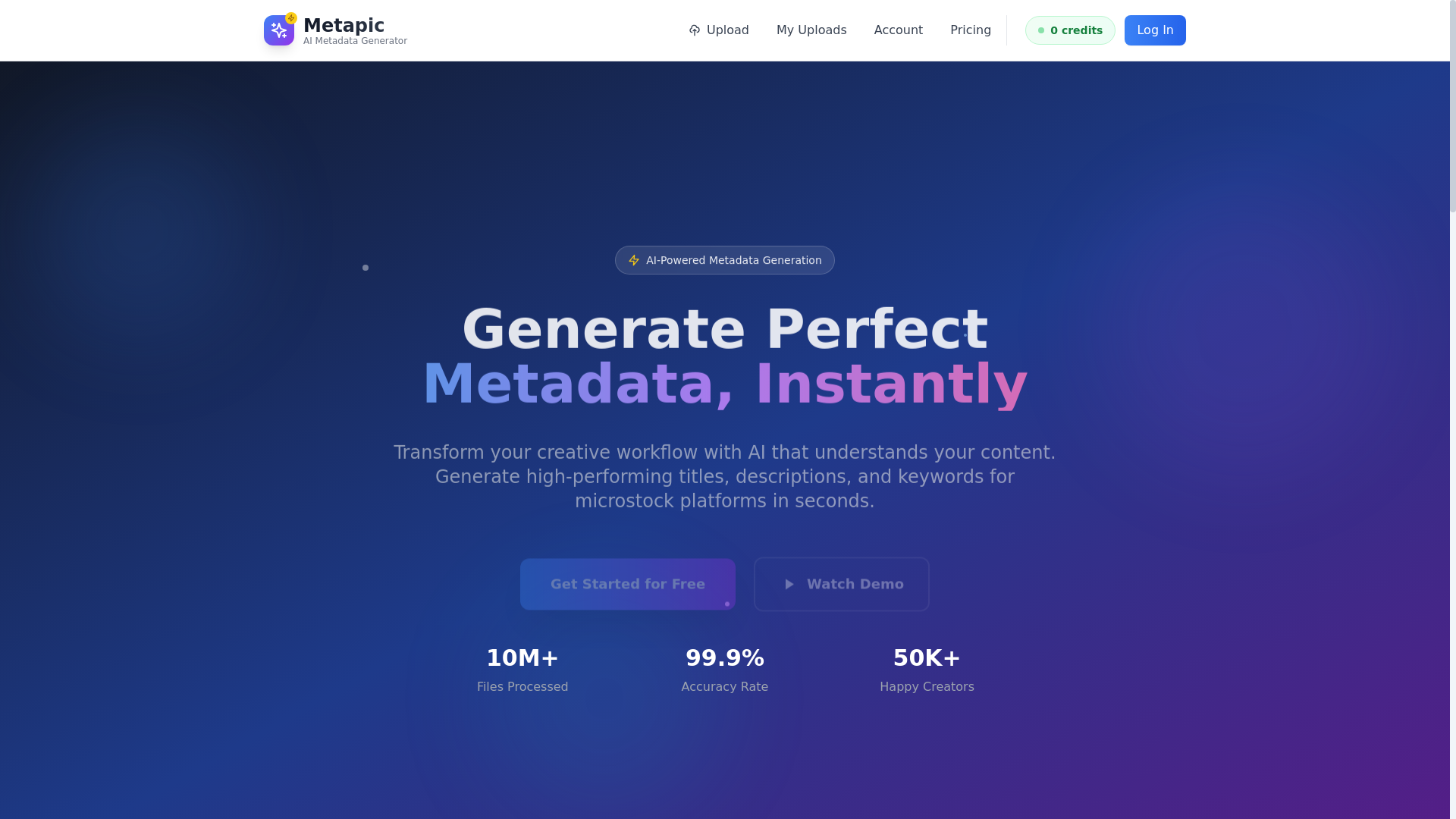 website screenshot of https://metapic.app/