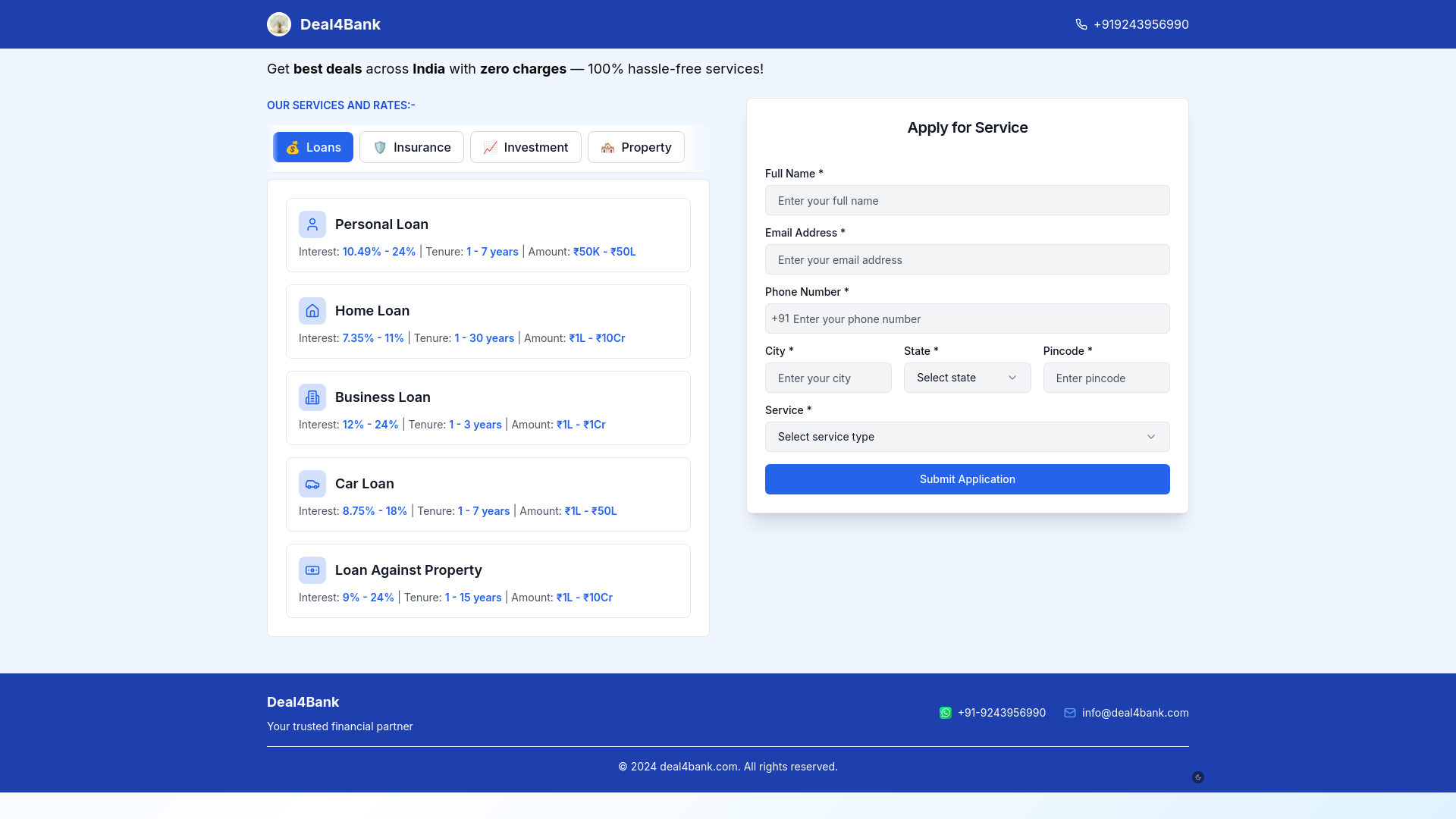website screenshot of https://deal4bank.online/