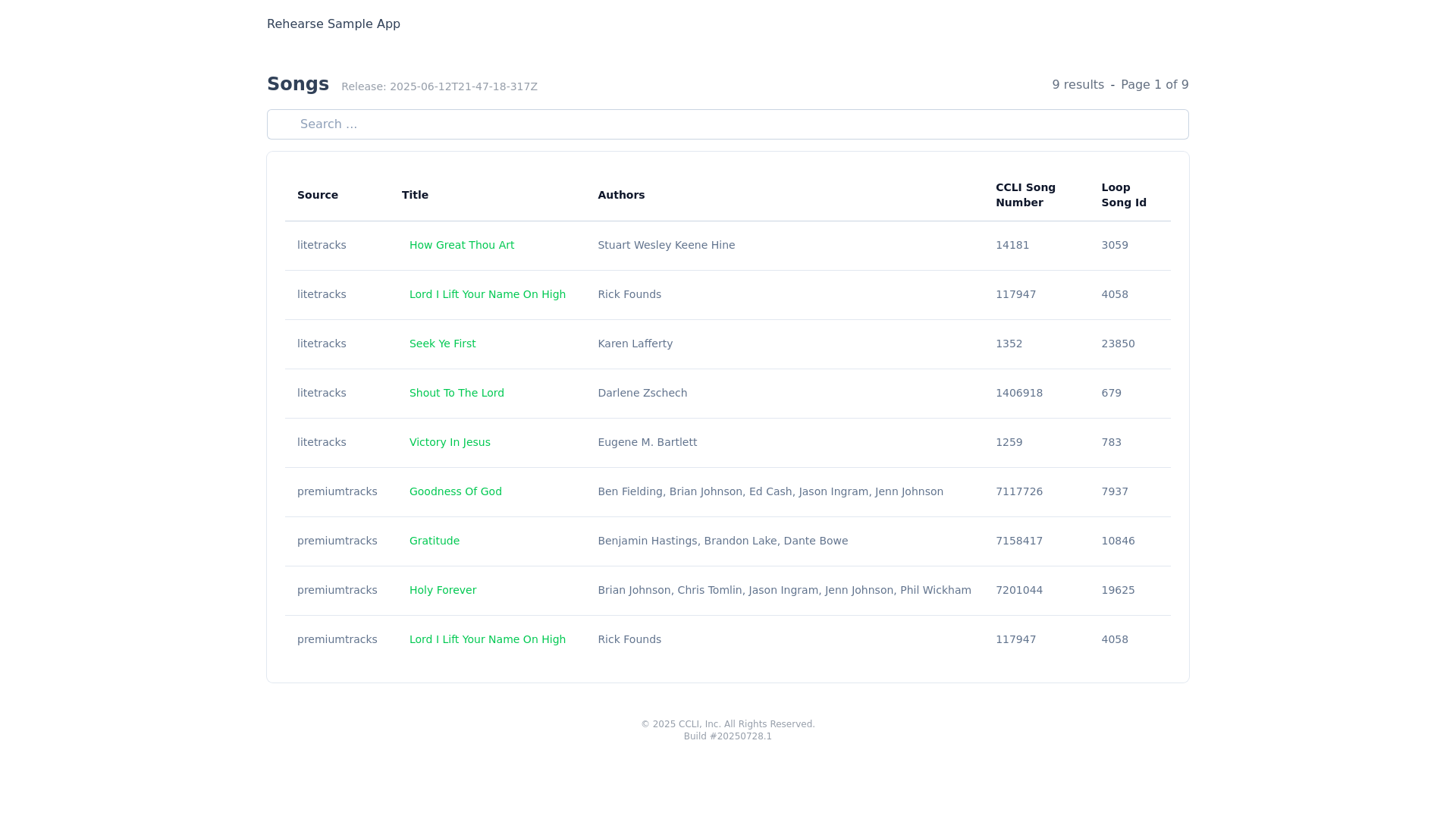 website screenshot of https://starpraise-rehearse-sample-ui.pages.dev/