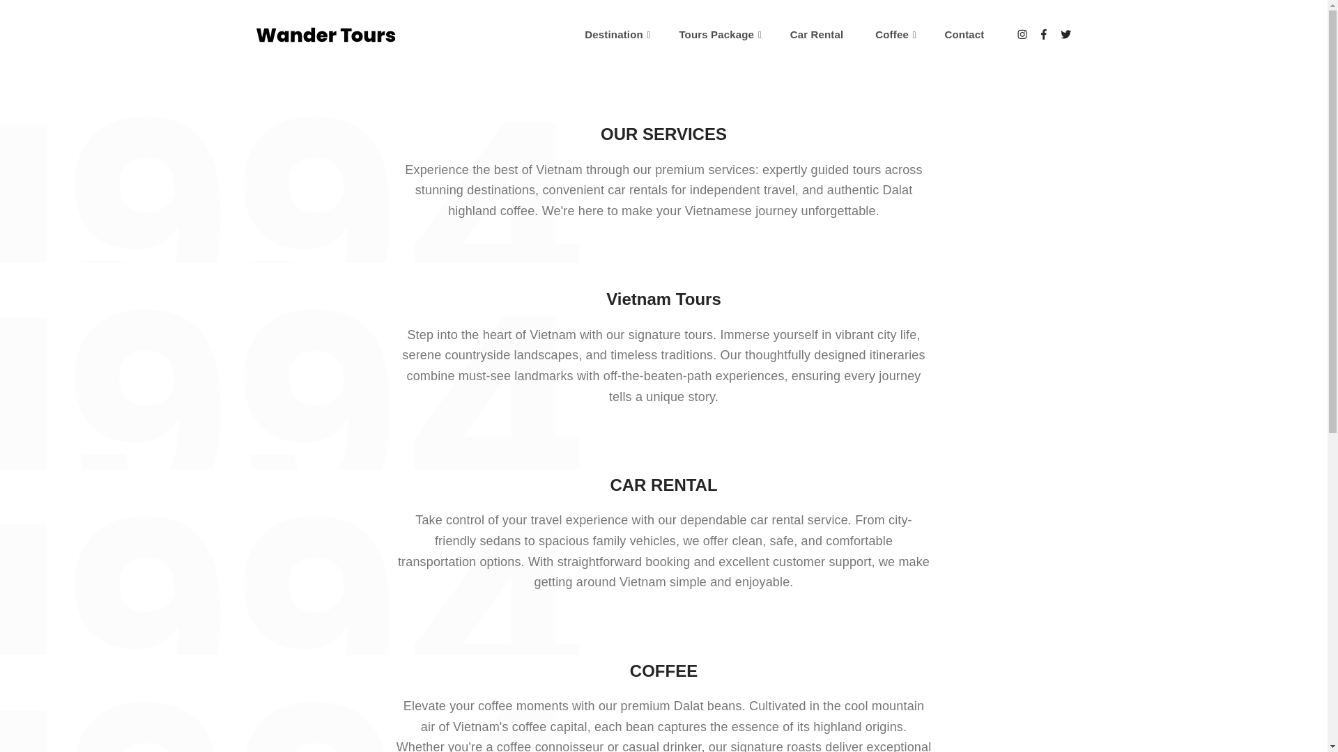 website screenshot of https://wandervietnamtour.vn/