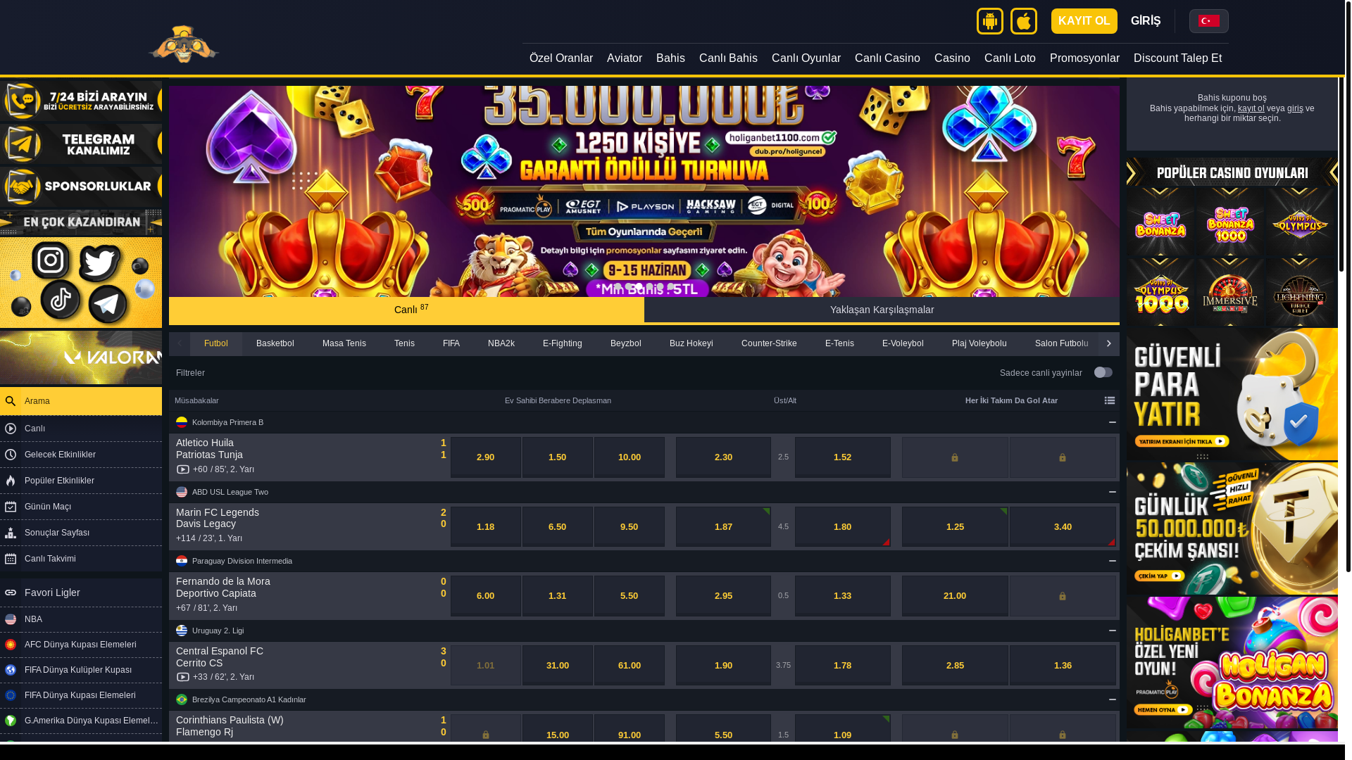 website screenshot of https://holiganbets1128.com/