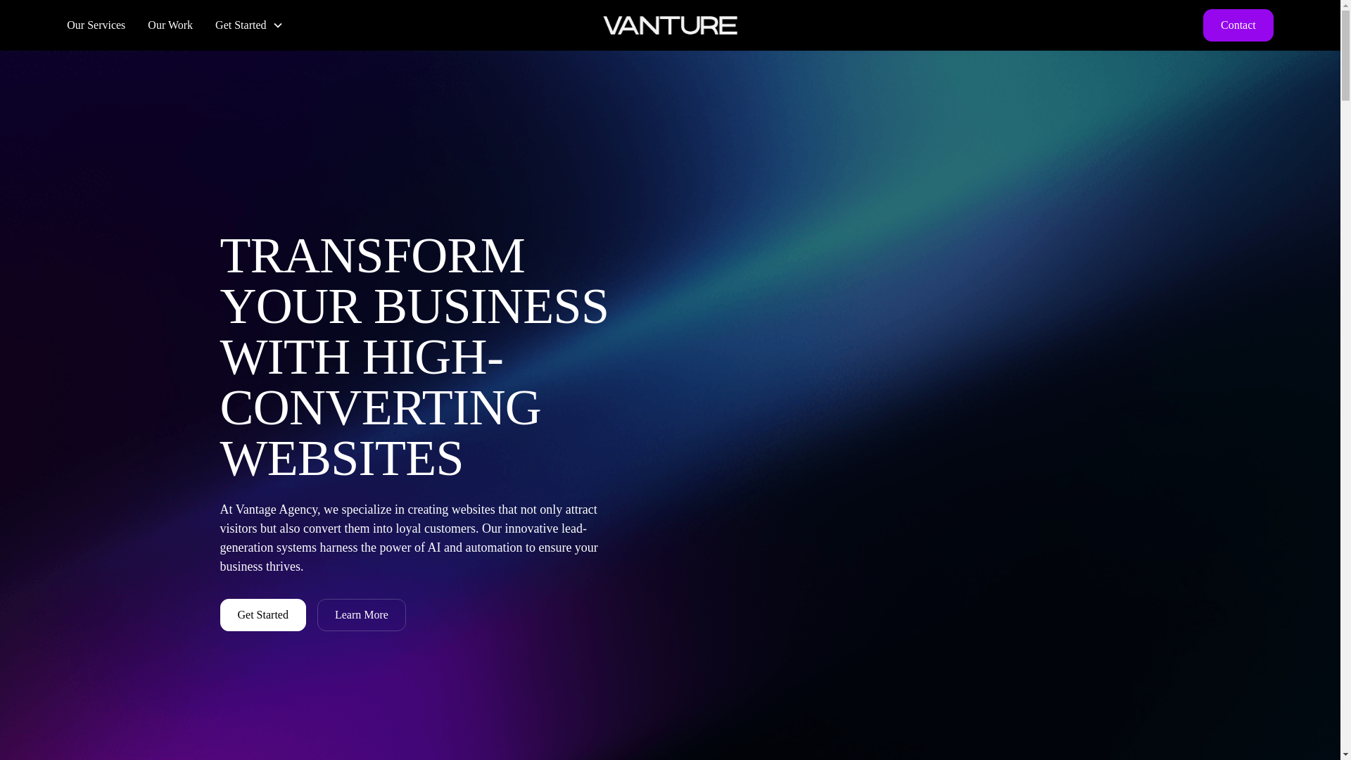 website screenshot of https://vantureagency.com/