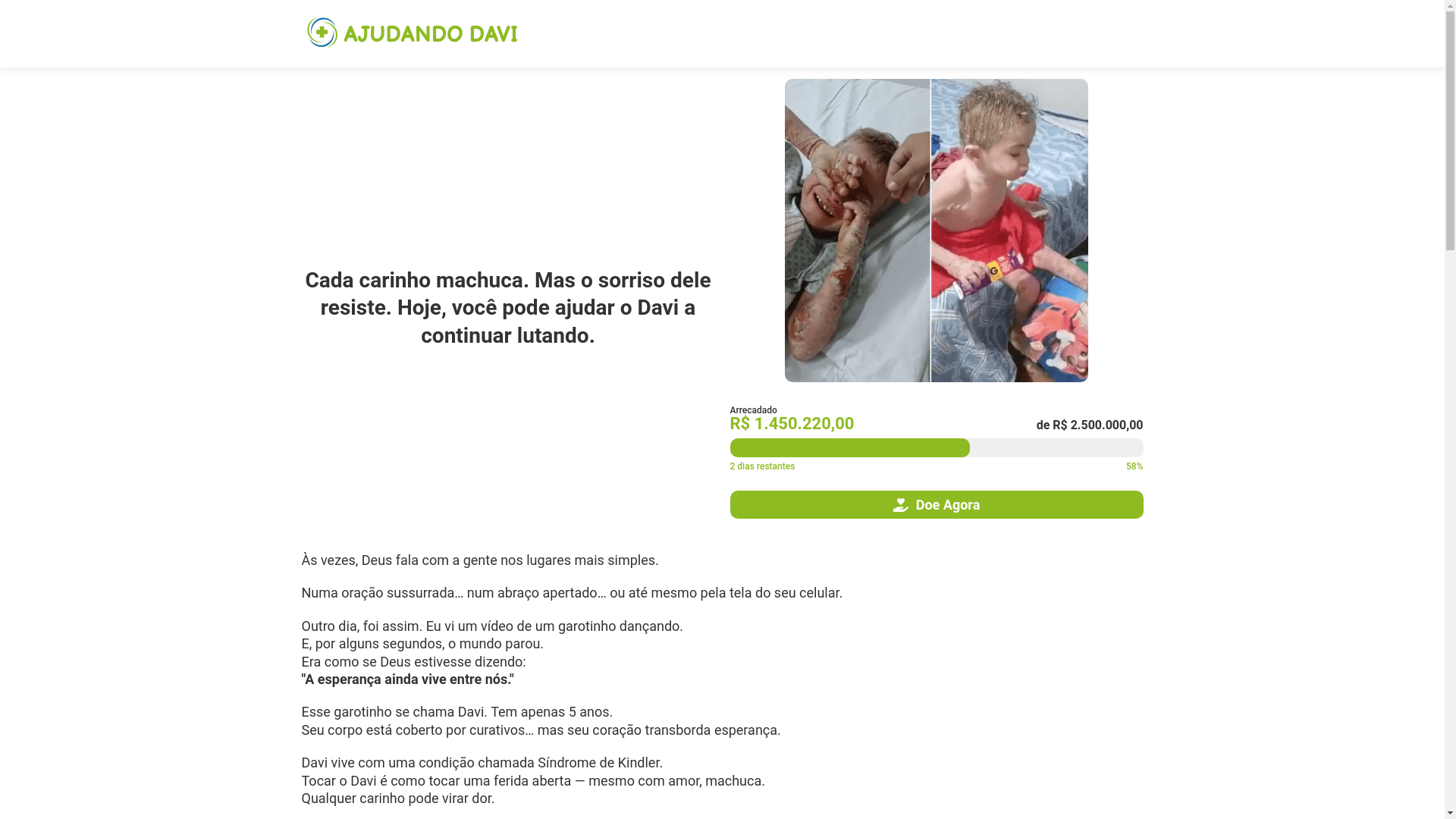 website screenshot of https://ajudeluciana.org/