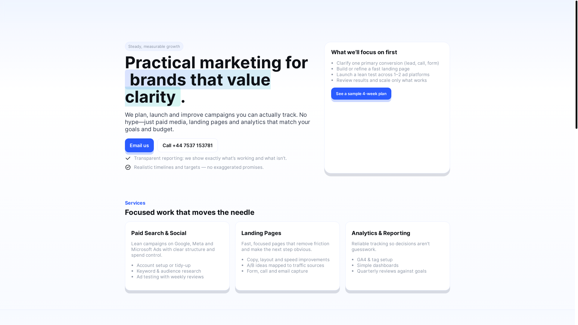 website screenshot of https://asamarketingltd.com/