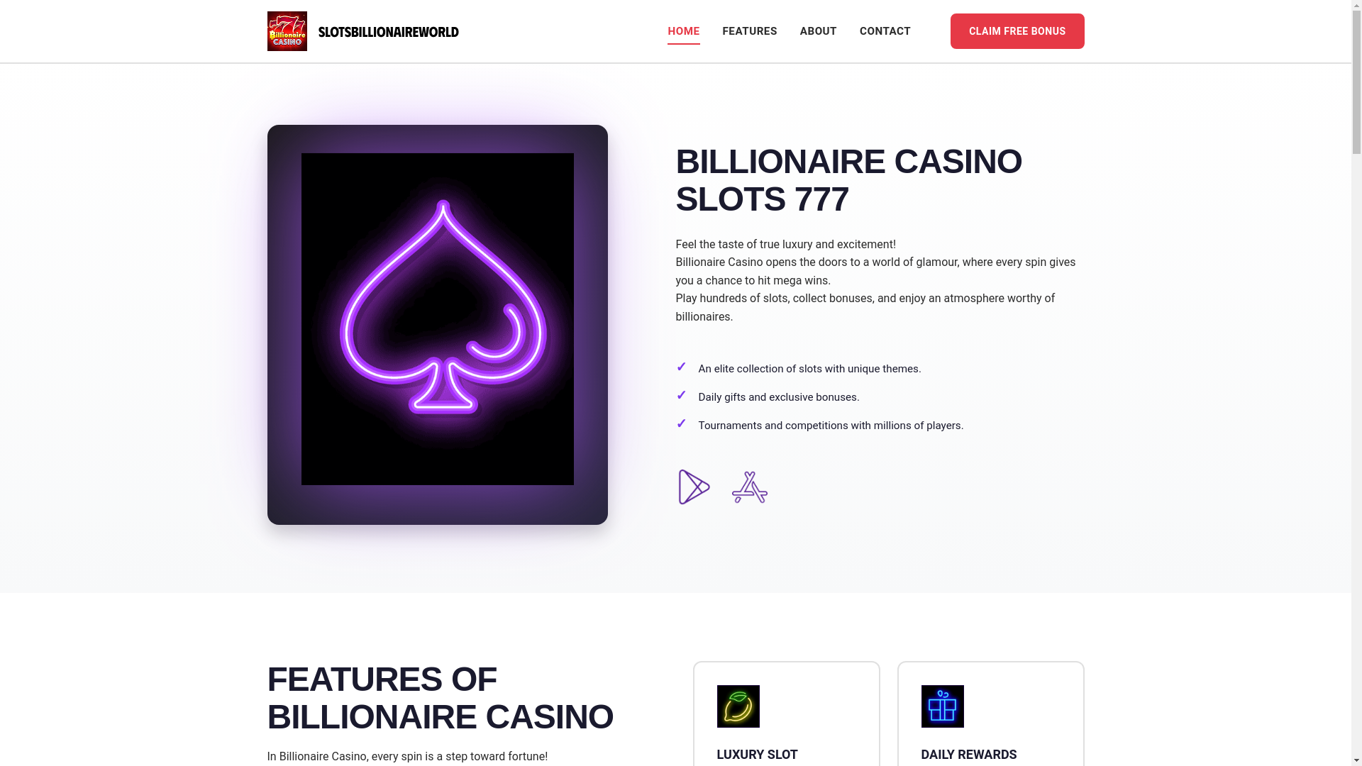 website screenshot of https://slotsbillionaireworld.com/
