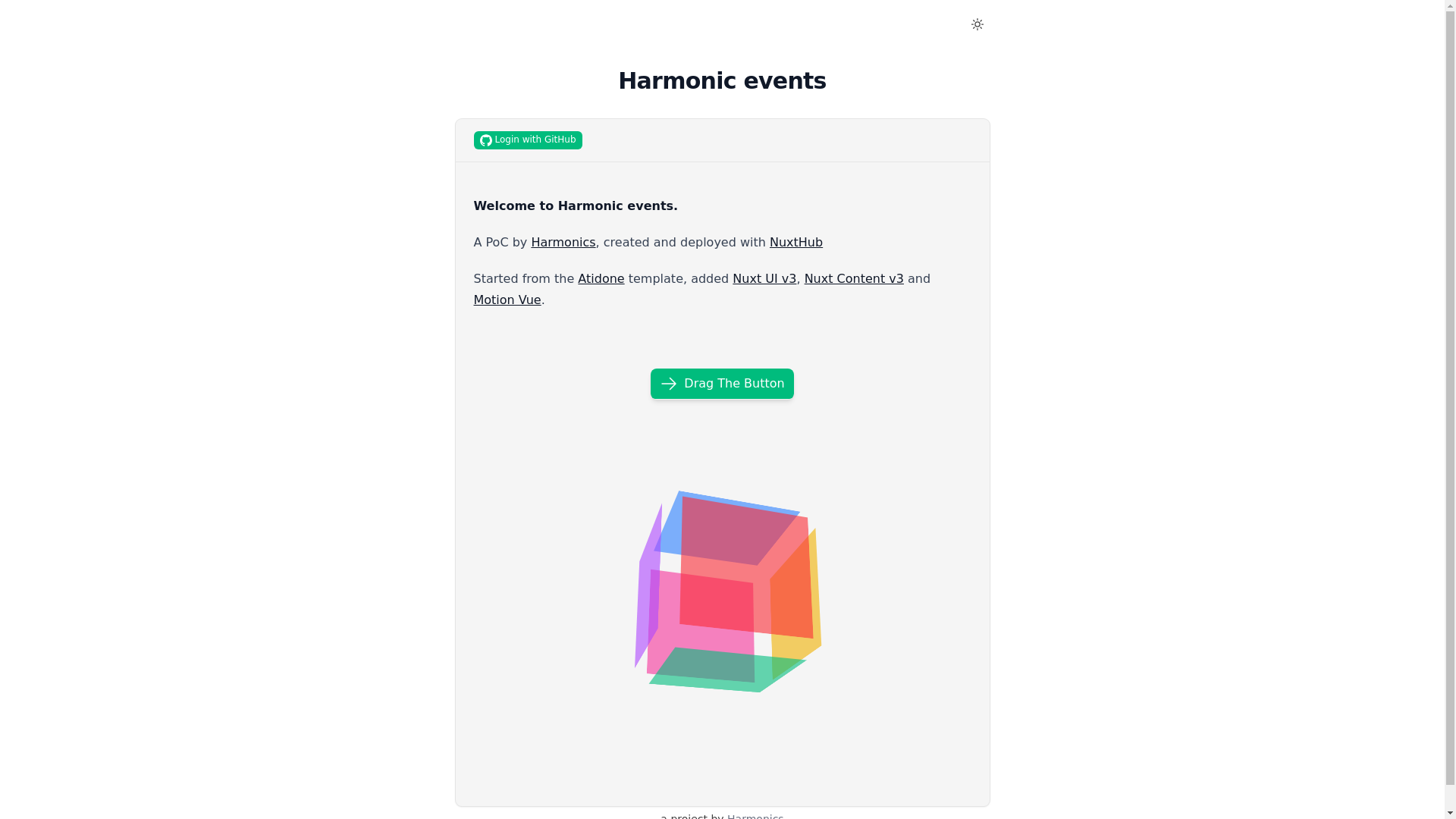 website screenshot of https://harmonic-events.pages.dev/