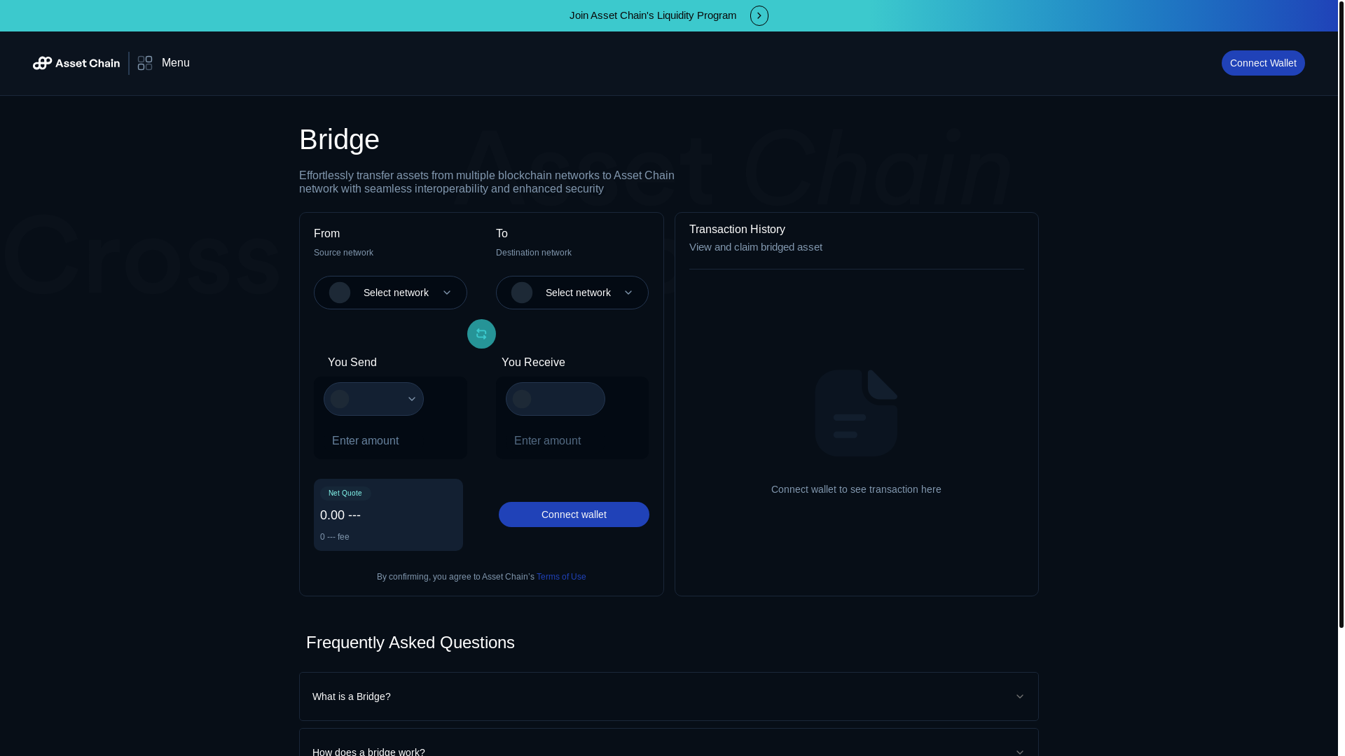 website screenshot of https://assetchain-bridge-frontend.pages.dev/
