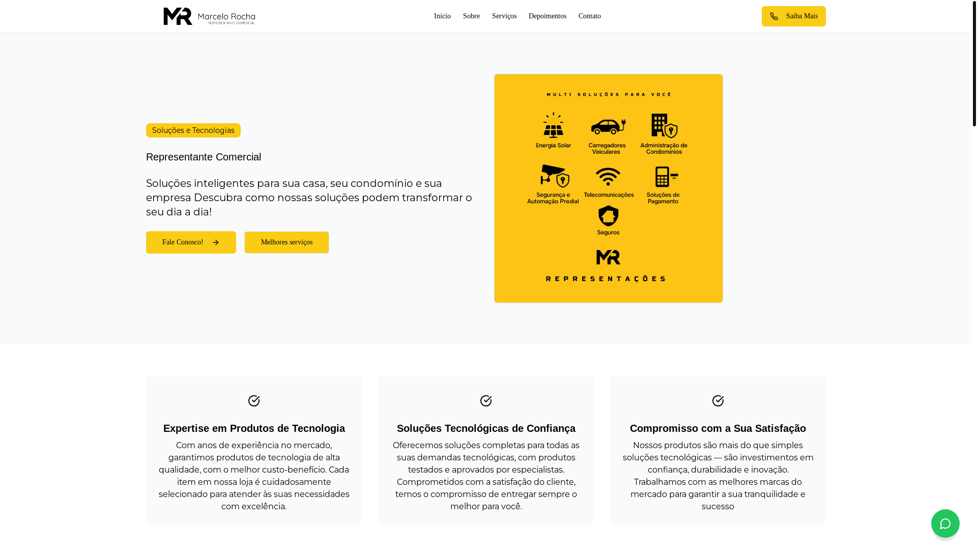 website screenshot of https://marcelorepresentacoes.com.br/
