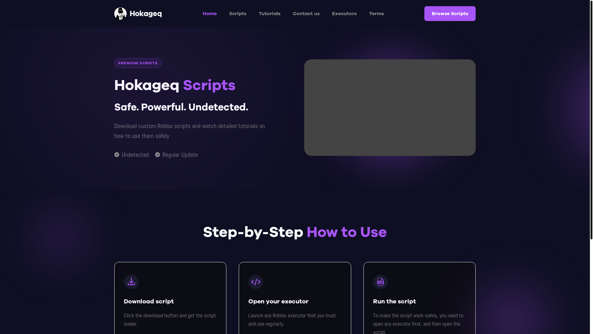 website screenshot of https://hokageqscriptsv3.pages.dev/