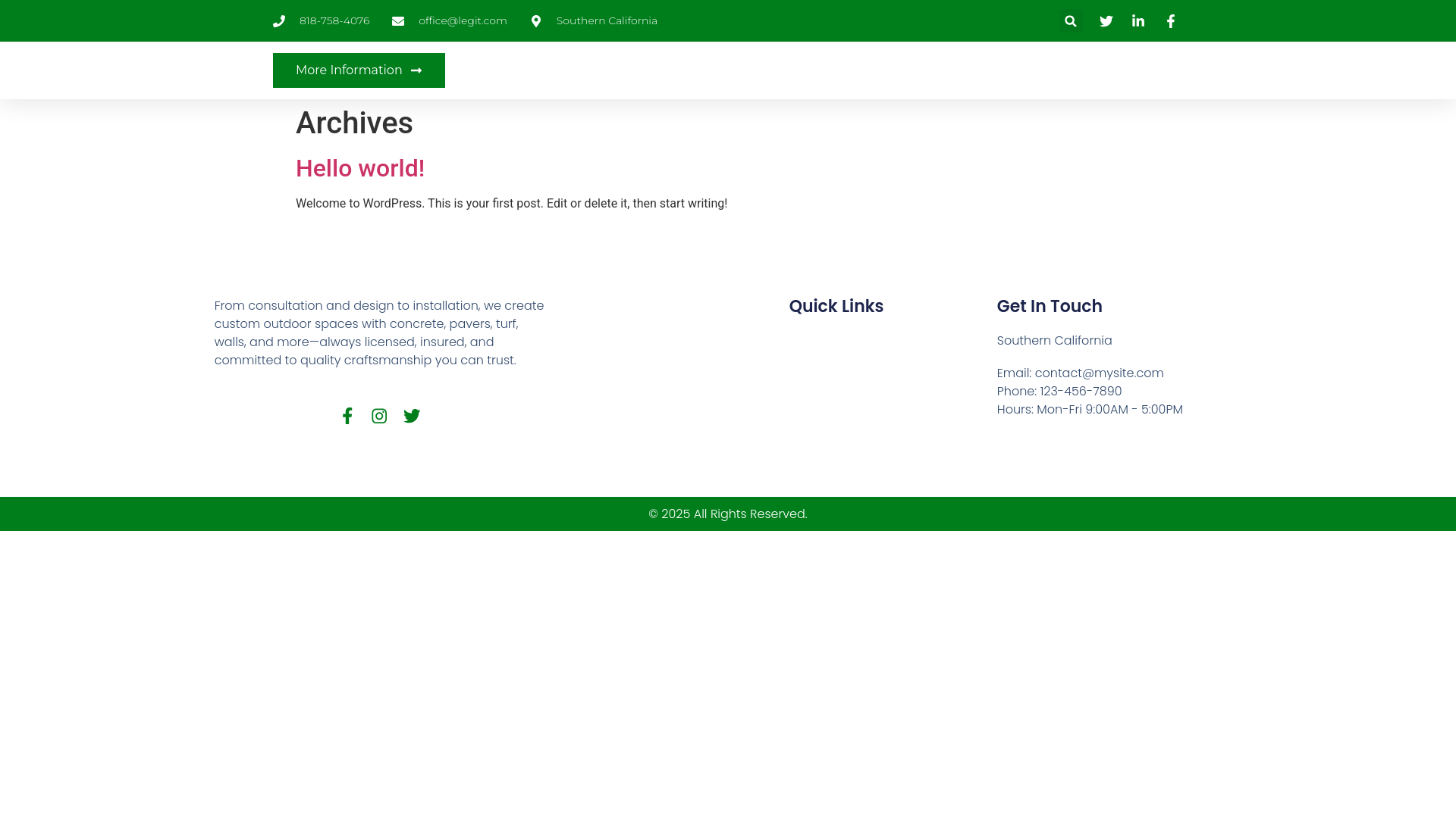 website screenshot of https://enzoslandcaping.com/