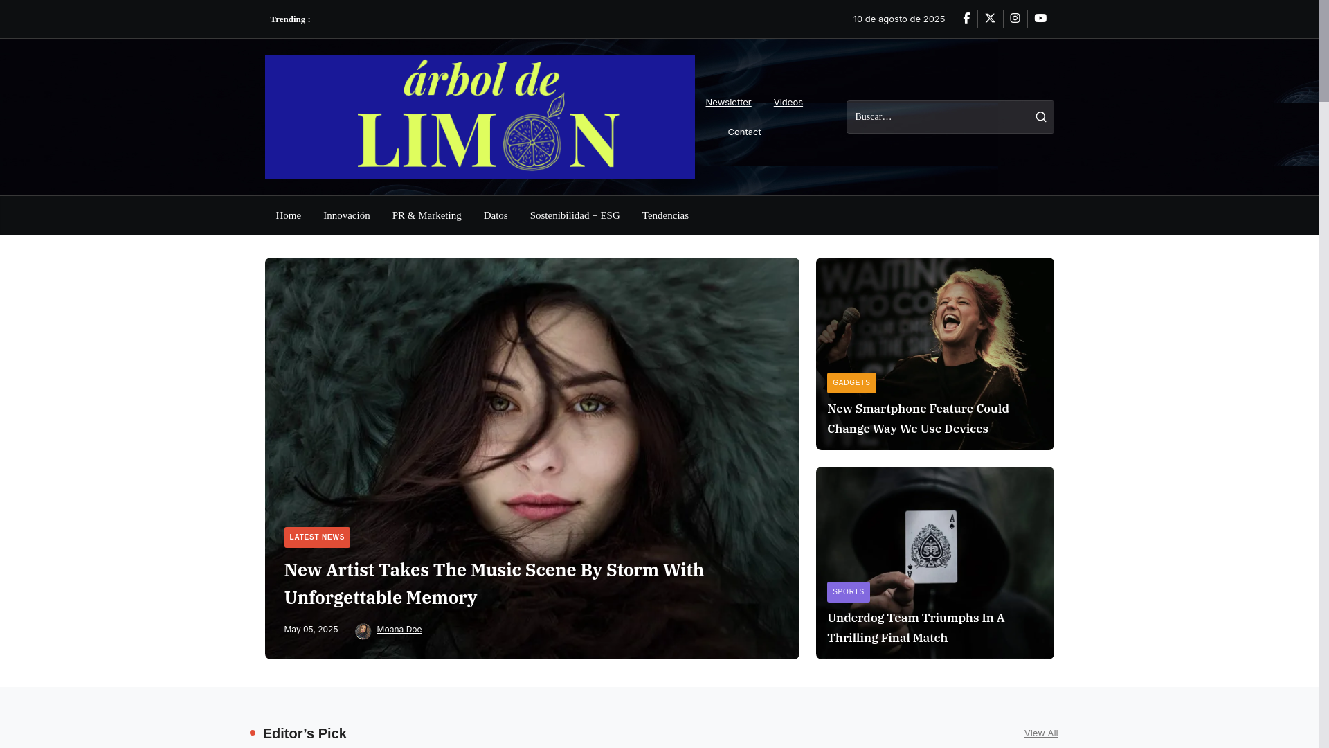 website screenshot of https://arboldelimon.news/