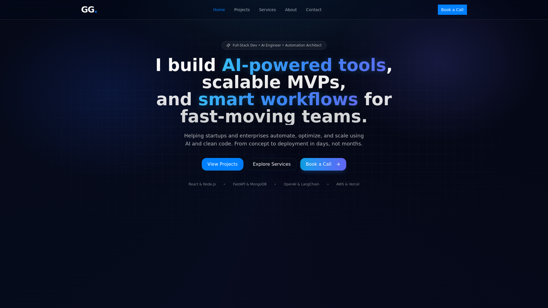 website screenshot of https://ganeshgajelly.com/