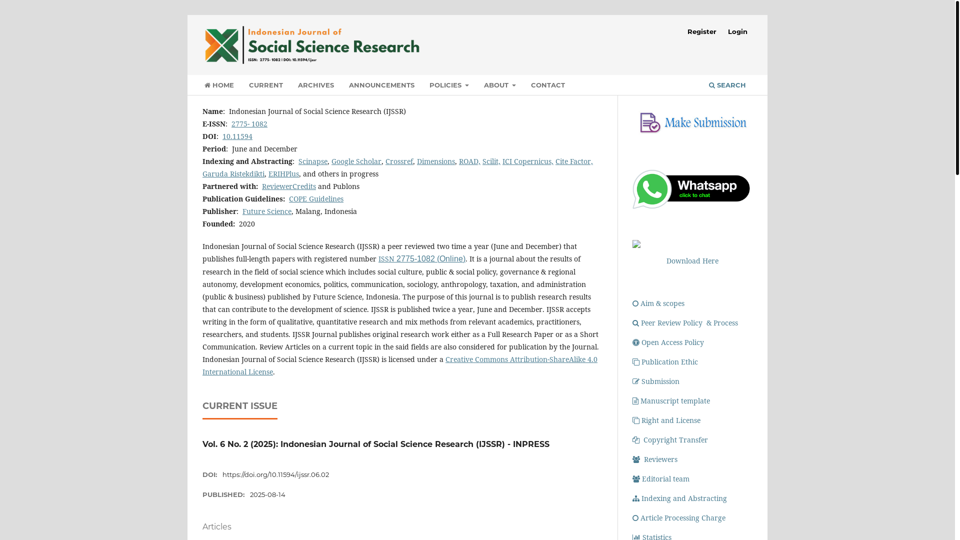 website screenshot of https://ijssrjournal.org/