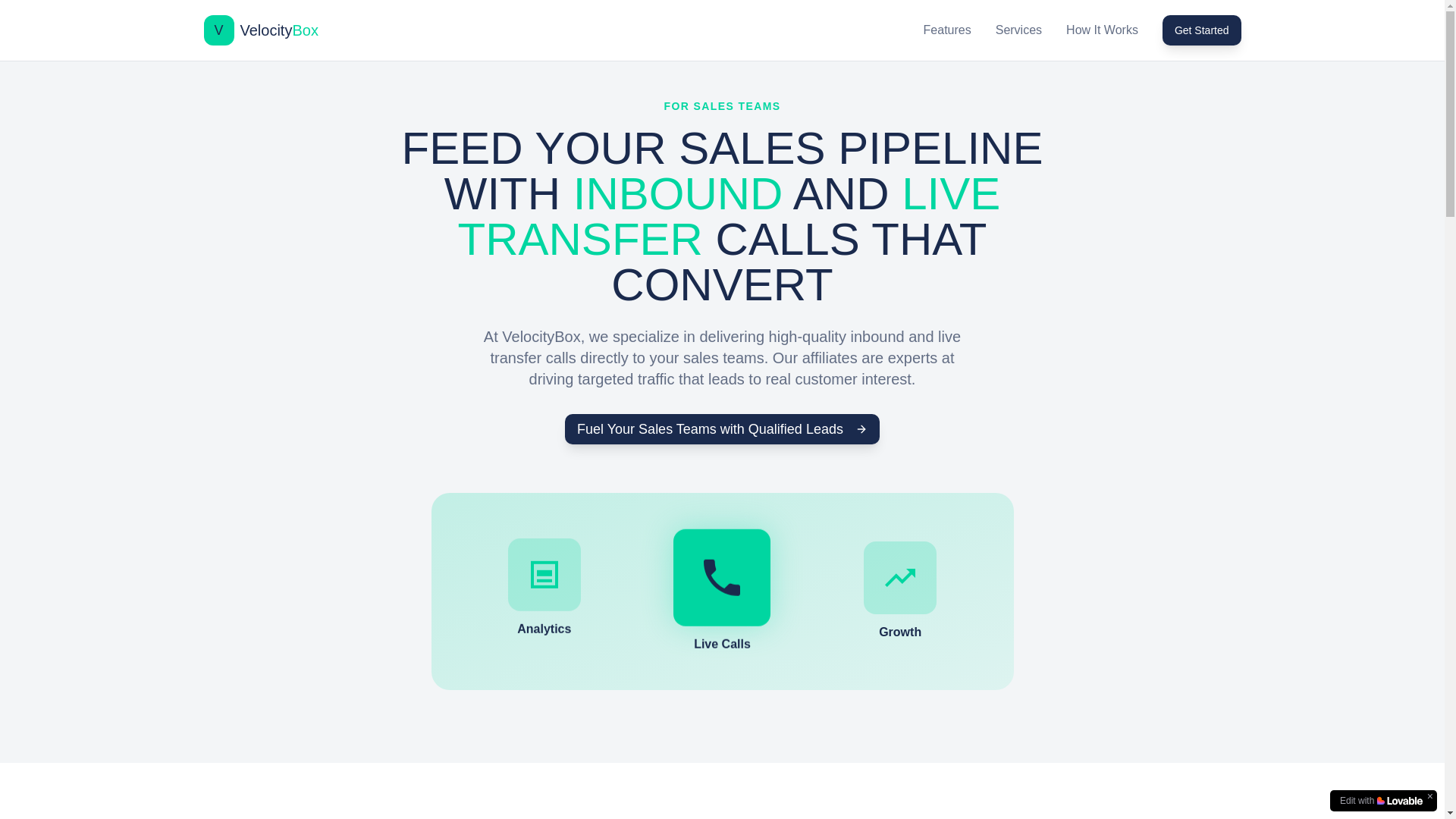 website screenshot of https://getvelocitybox-livecall.org/