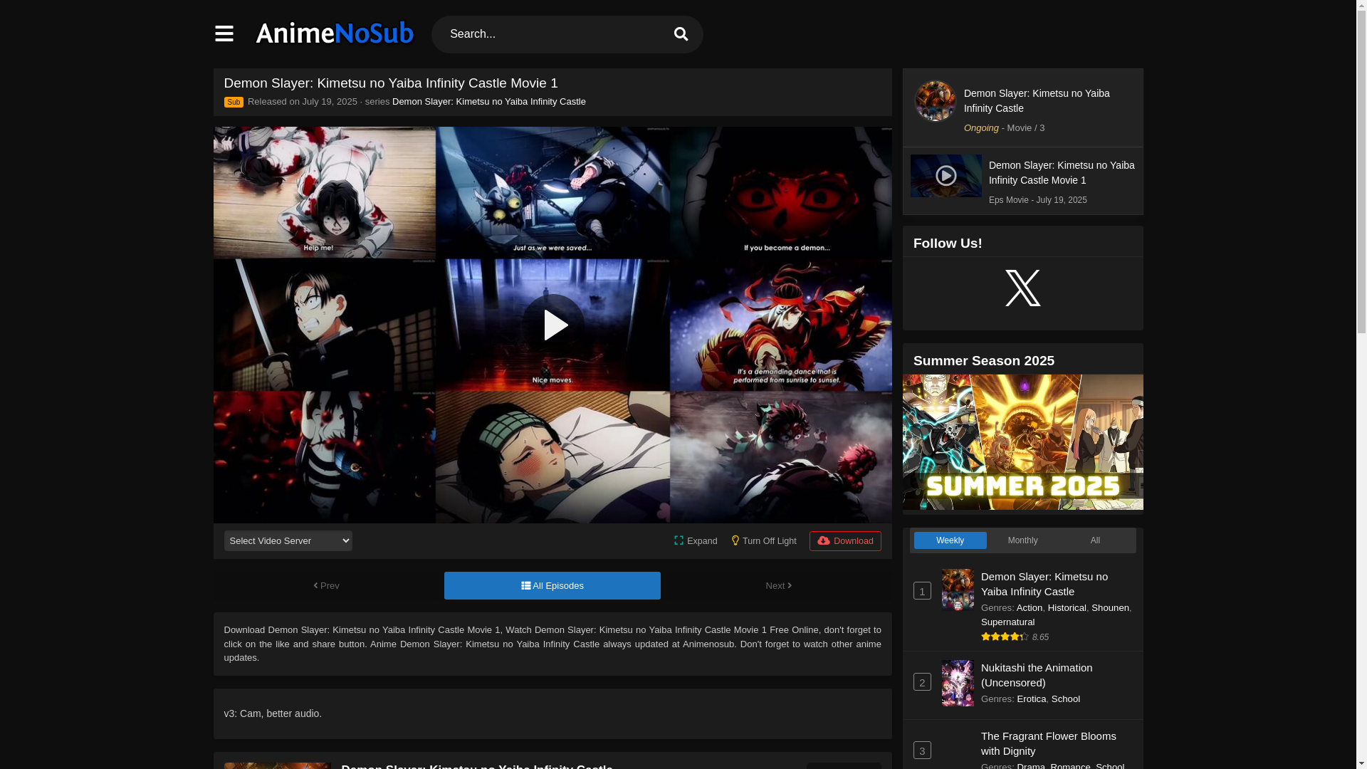 website screenshot of https://animenosub.to/demon-slayer-kimetsu-no-yaiba-infinity-castle-movie-1/