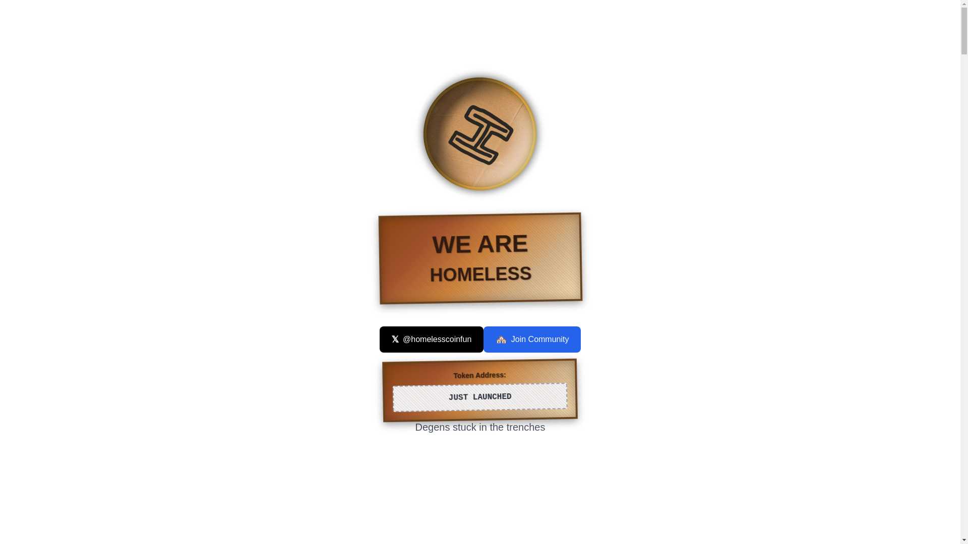 website screenshot of https://homelesscoin.fun/