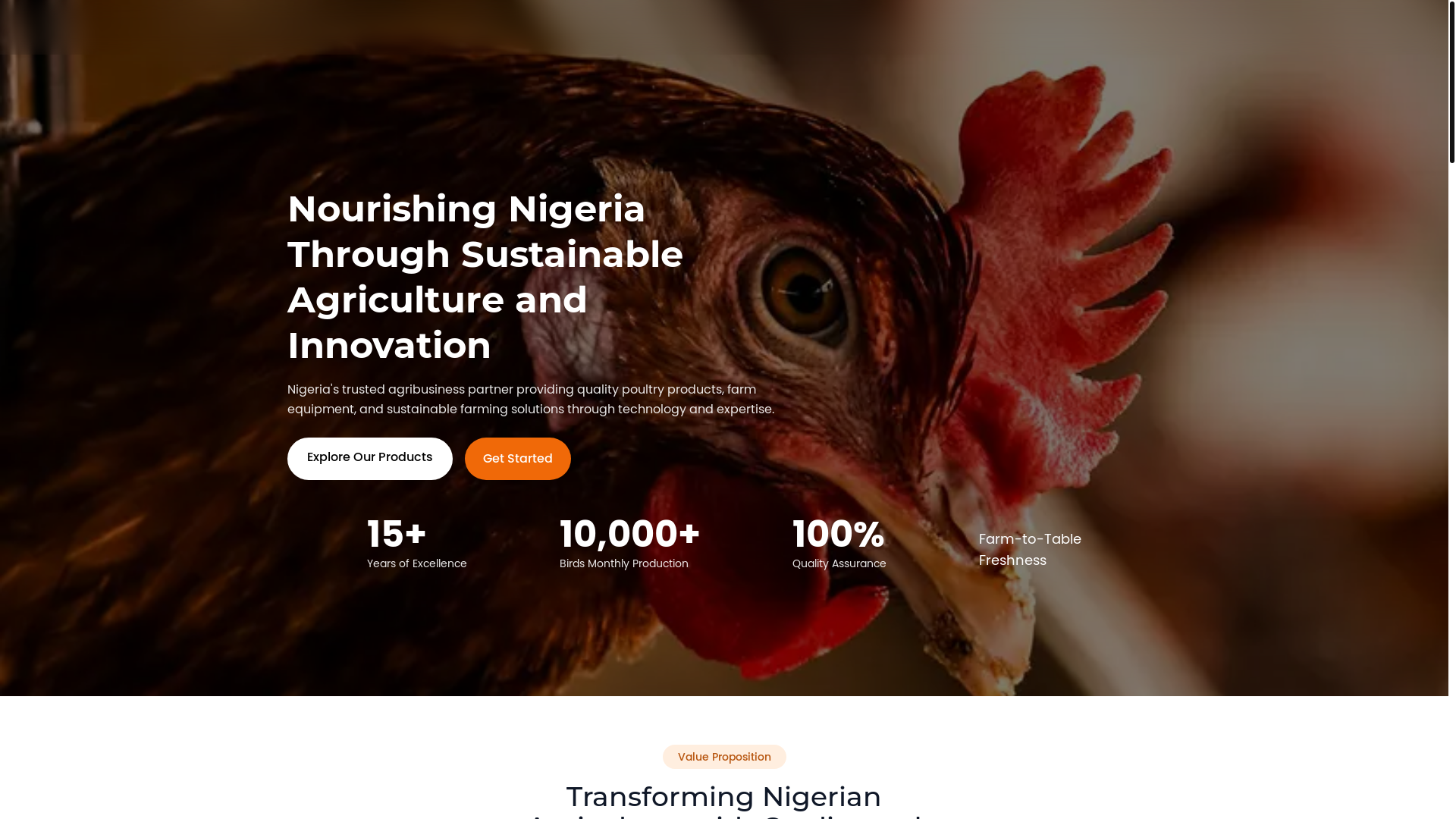 website screenshot of https://sterlingpoultry.ng/