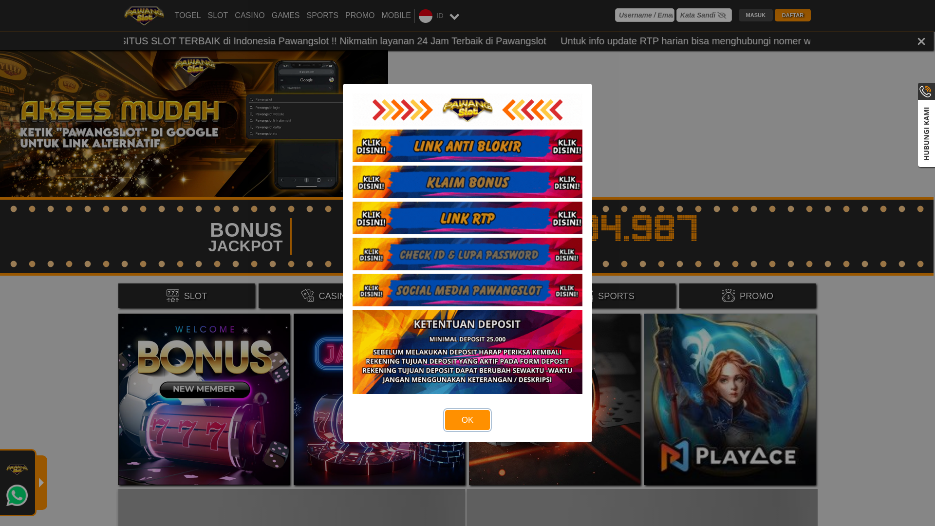 website screenshot of https://pawangslotplus.guru/