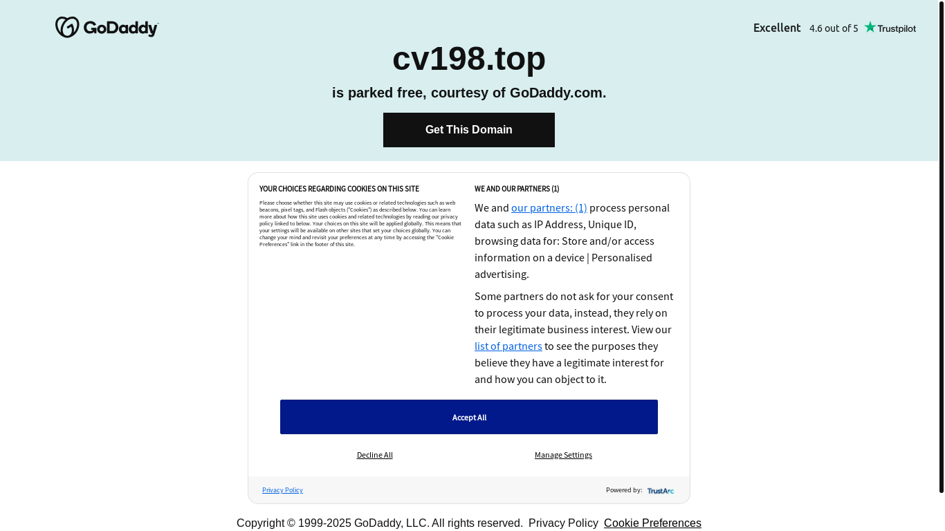 website screenshot of https://cv198.top/