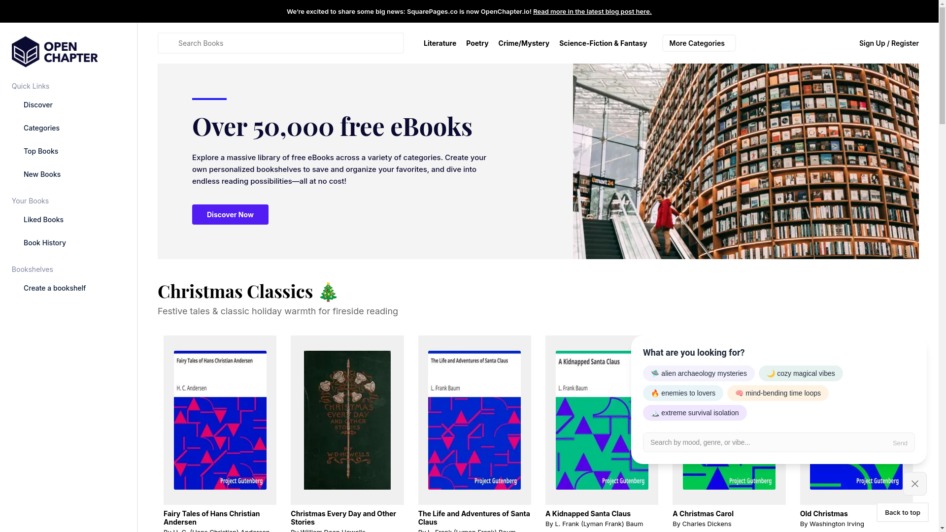 website screenshot of https://openchapter.io/