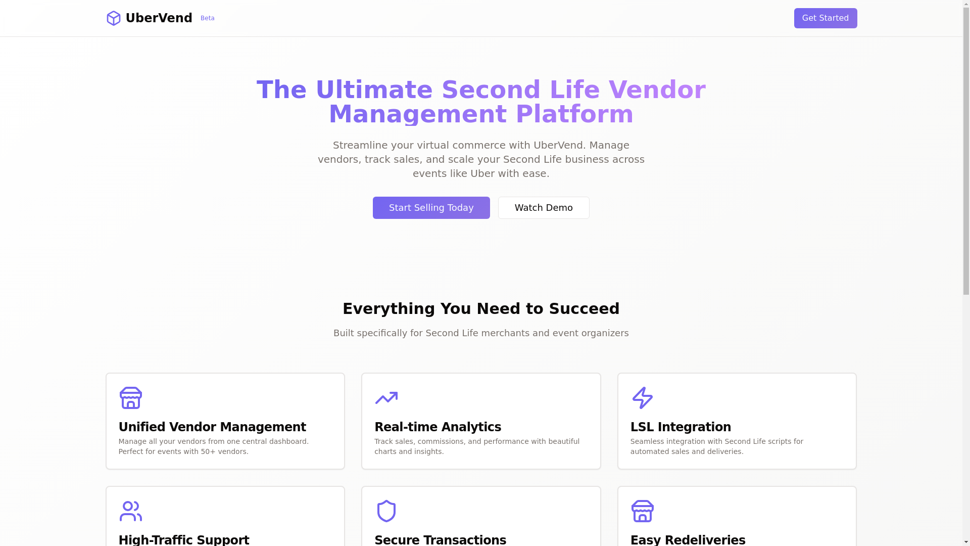 website screenshot of https://ubervend.shop/
