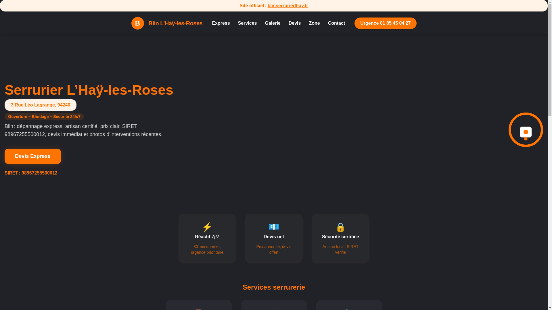 website screenshot of https://blinplombierlhay-les-roses.fr/