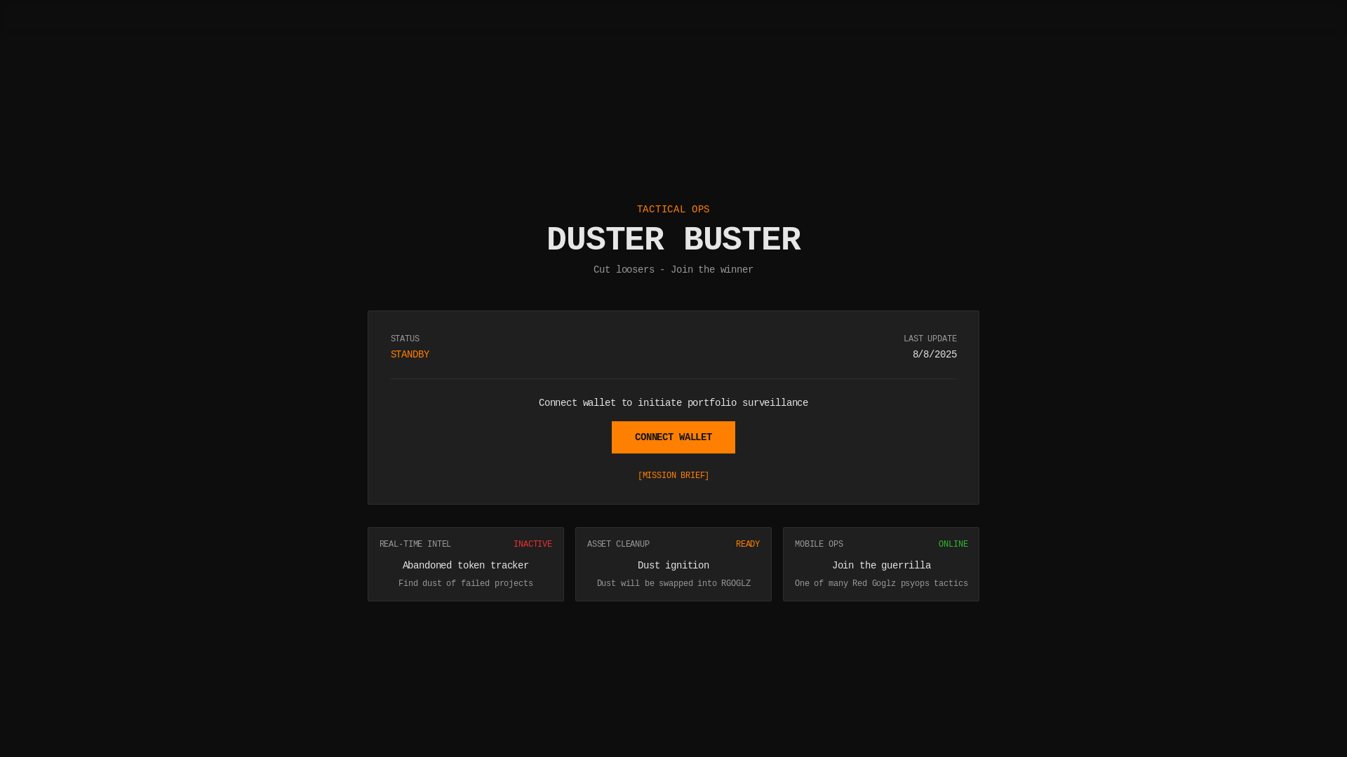 website screenshot of https://dusterbuster.xyz/