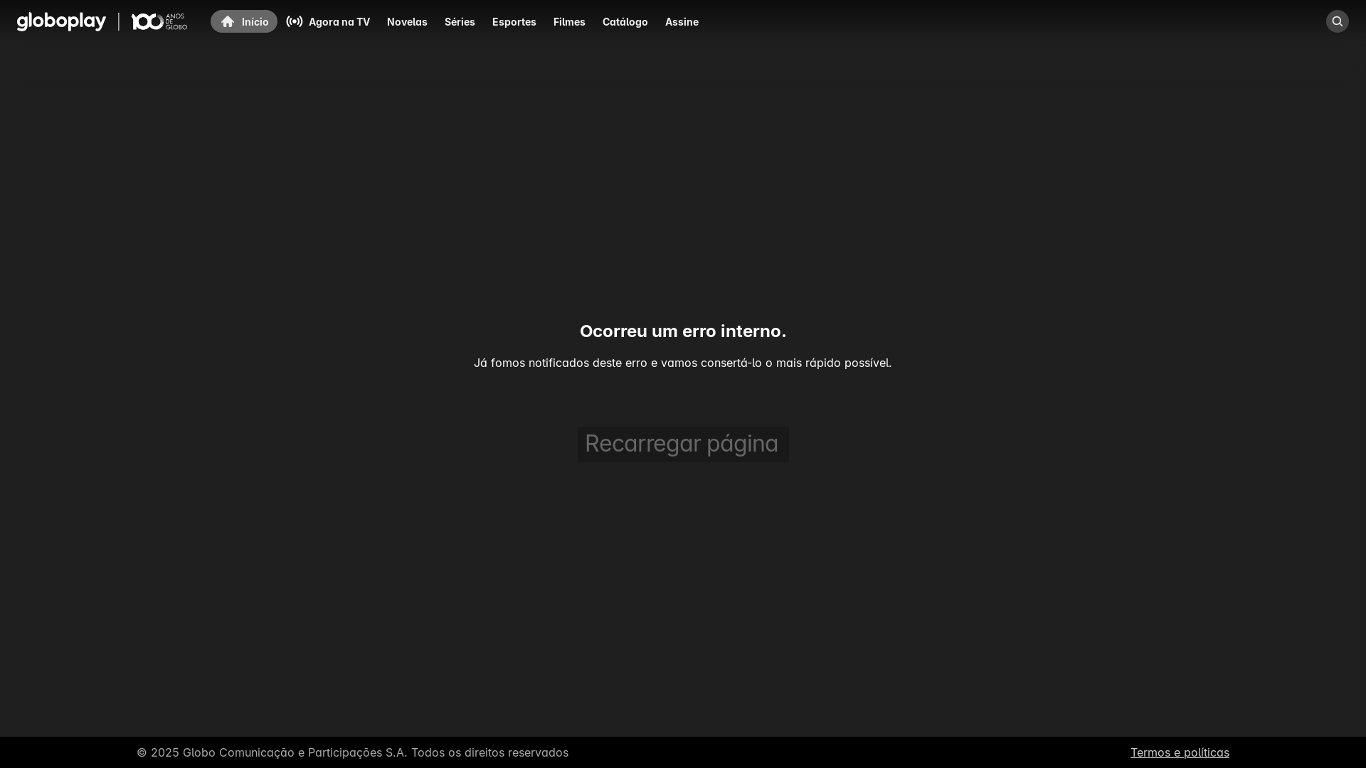 website screenshot of https://globoplay.globo.com