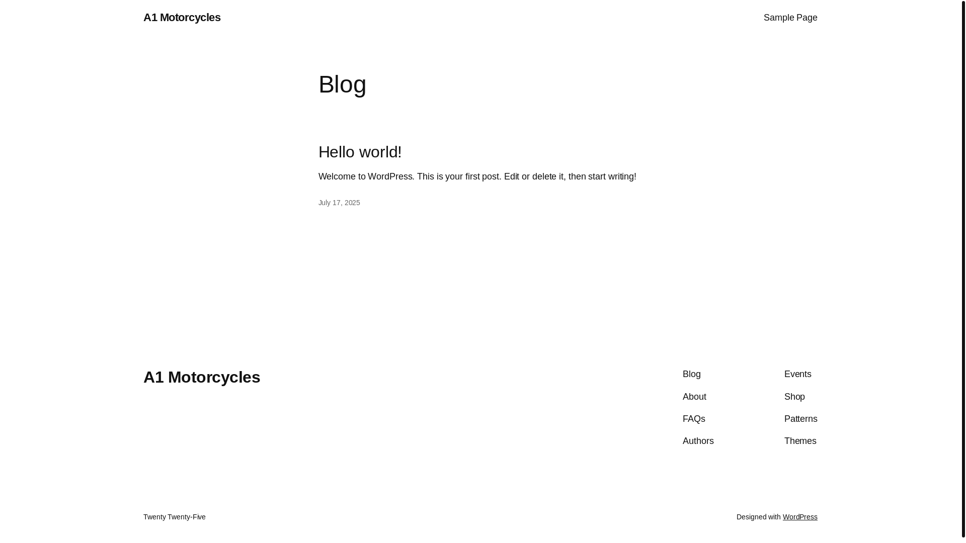 website screenshot of https://a1motorcycles.co.za/