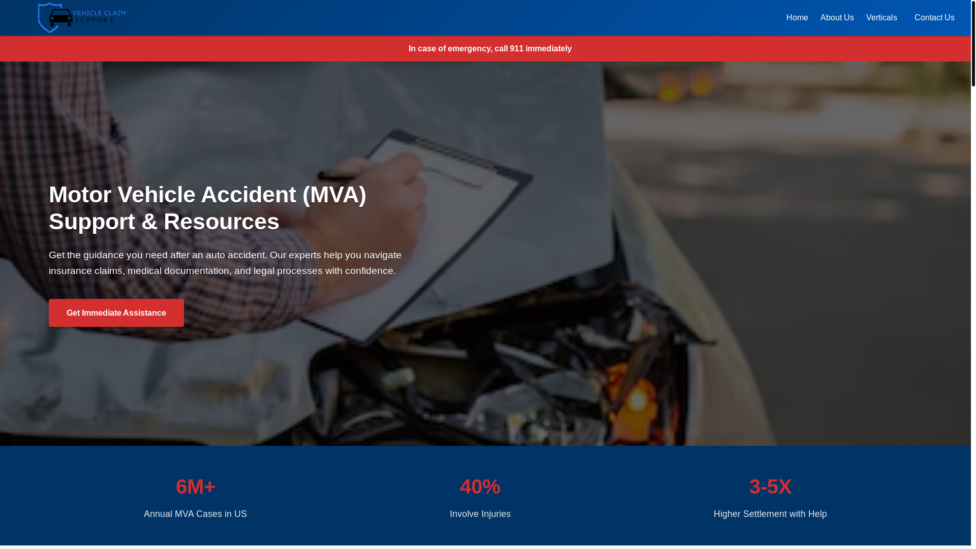 website screenshot of https://vehicleclaimsupport.org/