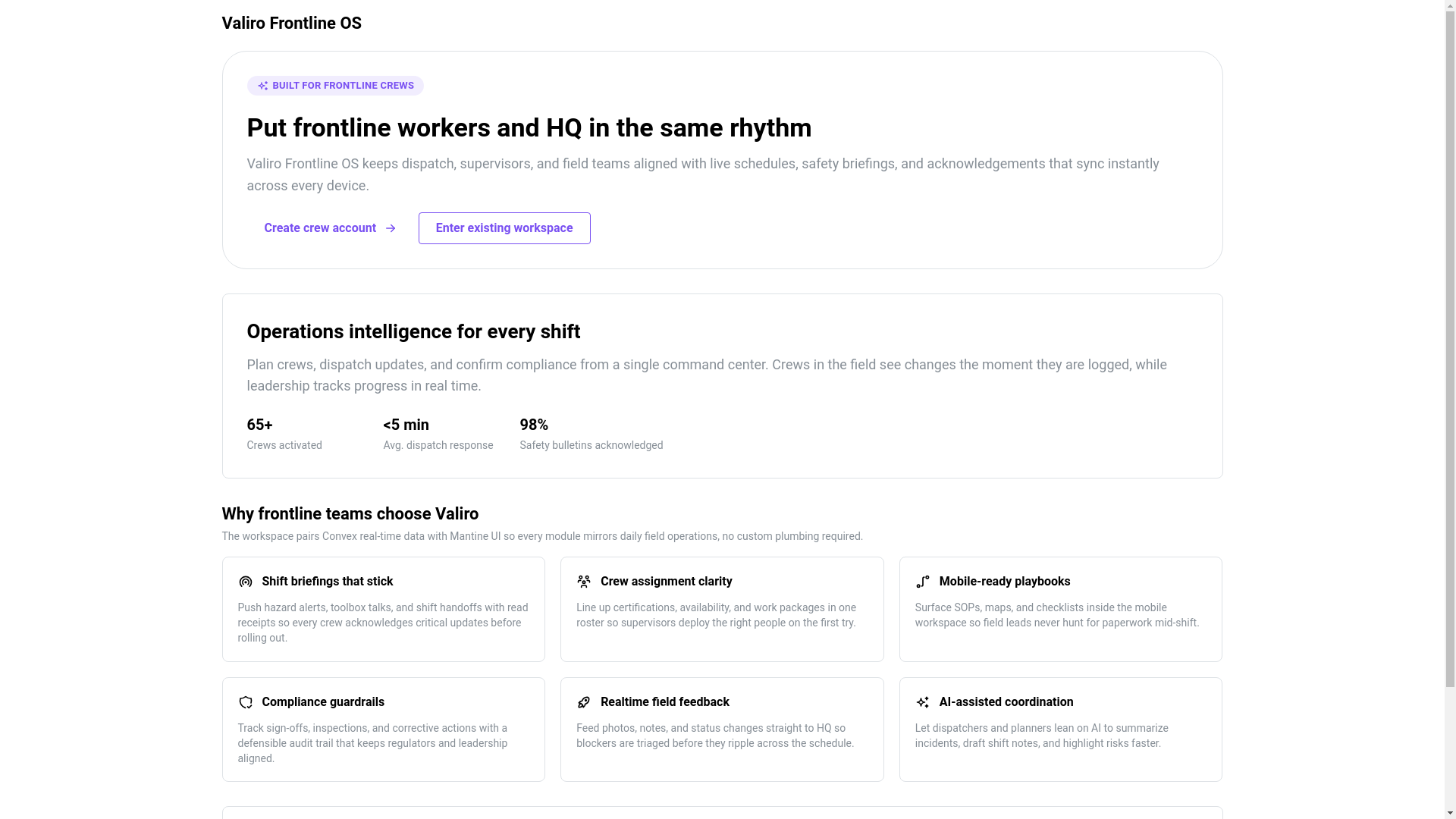website screenshot of https://valiro-ai.pages.dev/