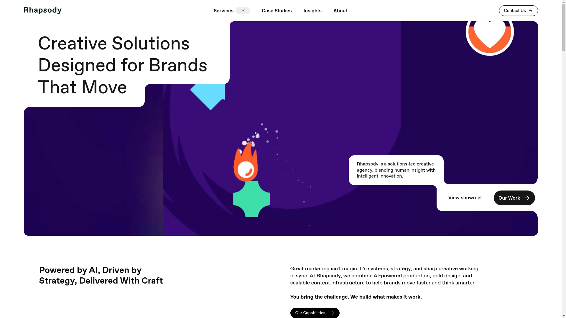 website screenshot of https://rhapsodymedialab.com/