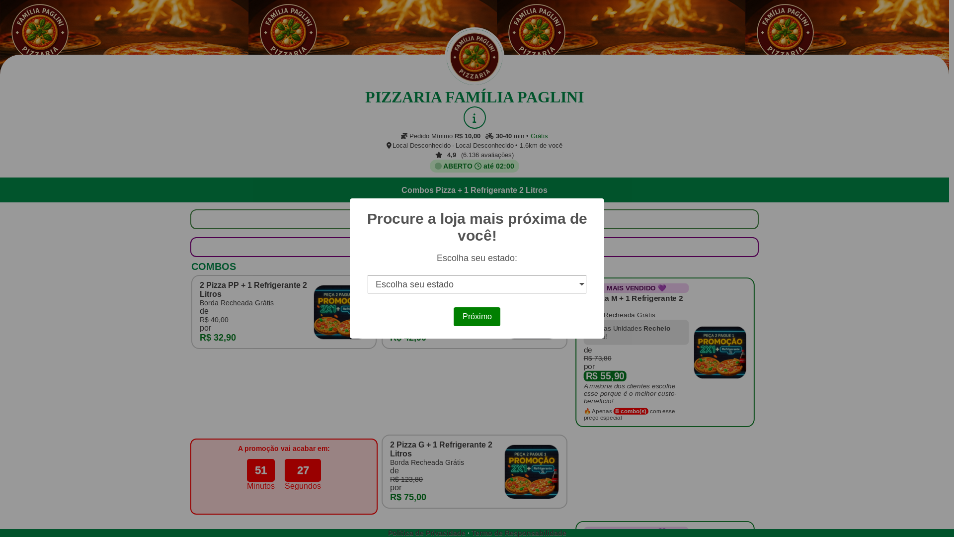 website screenshot of https://pizzaria-familia-paglini-promocoes-27z.pages.dev/