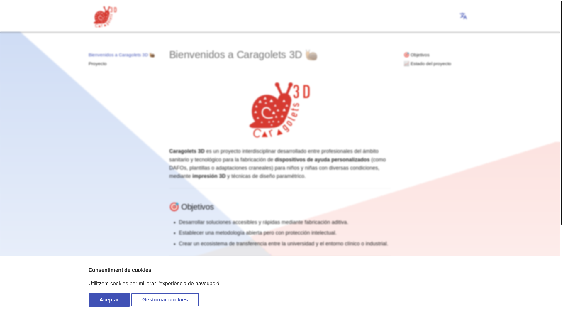 website screenshot of https://caragolets3d.es/
