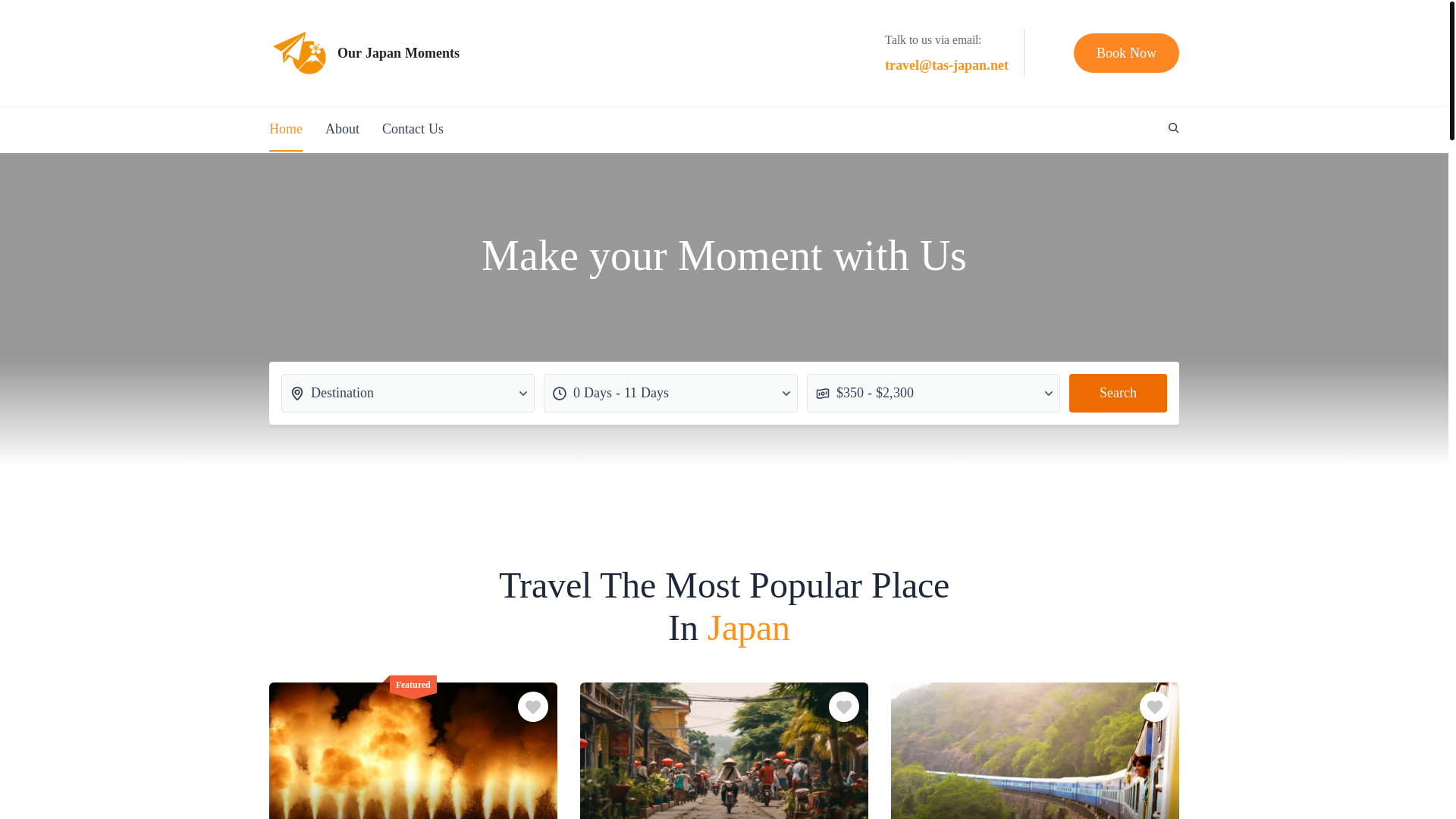 website screenshot of https://ourjapanmoments.com/