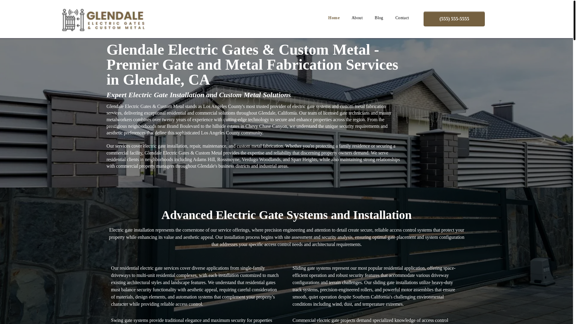 website screenshot of https://glendalemetalgates.com/