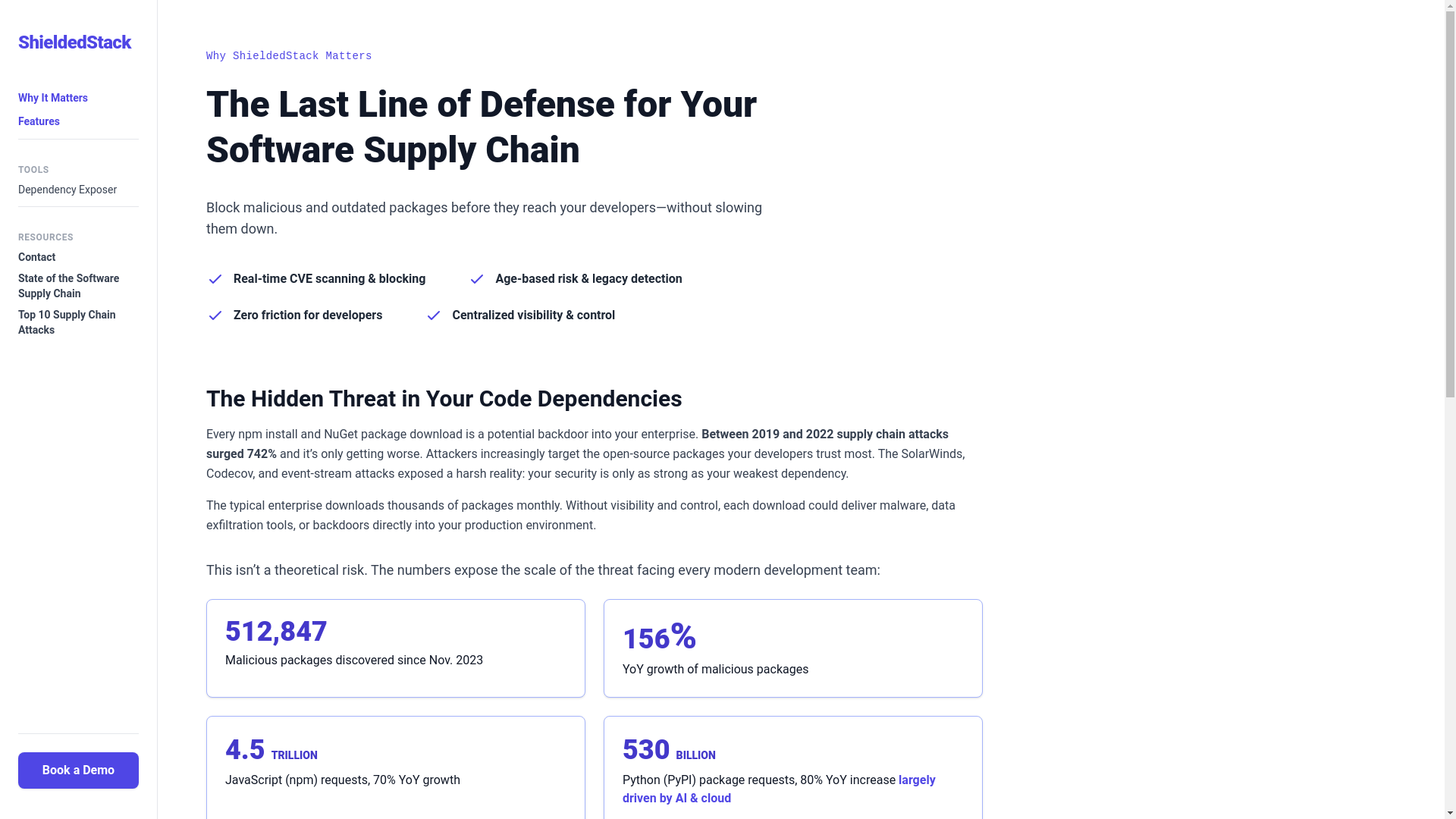 website screenshot of https://shieldedstack.pages.dev/