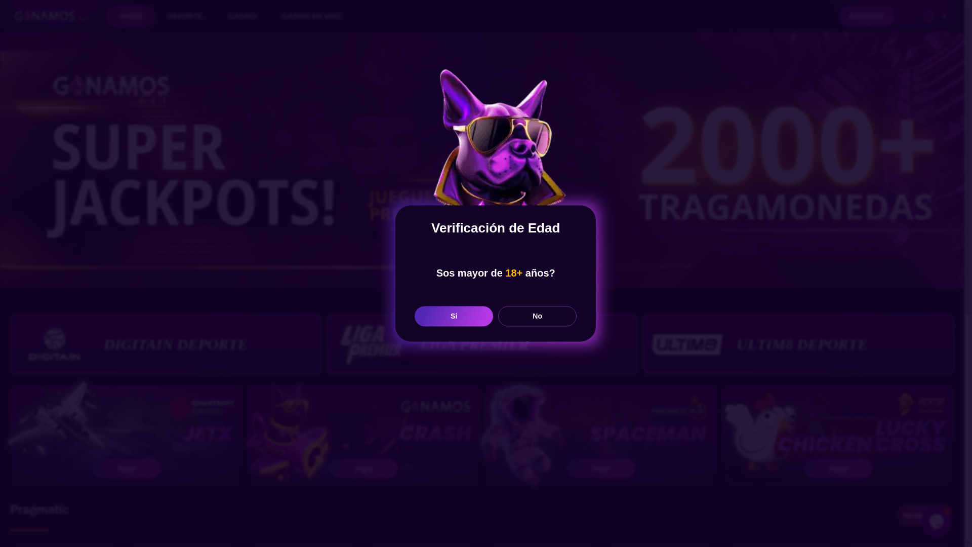 website screenshot of https://ganamosvip.world/