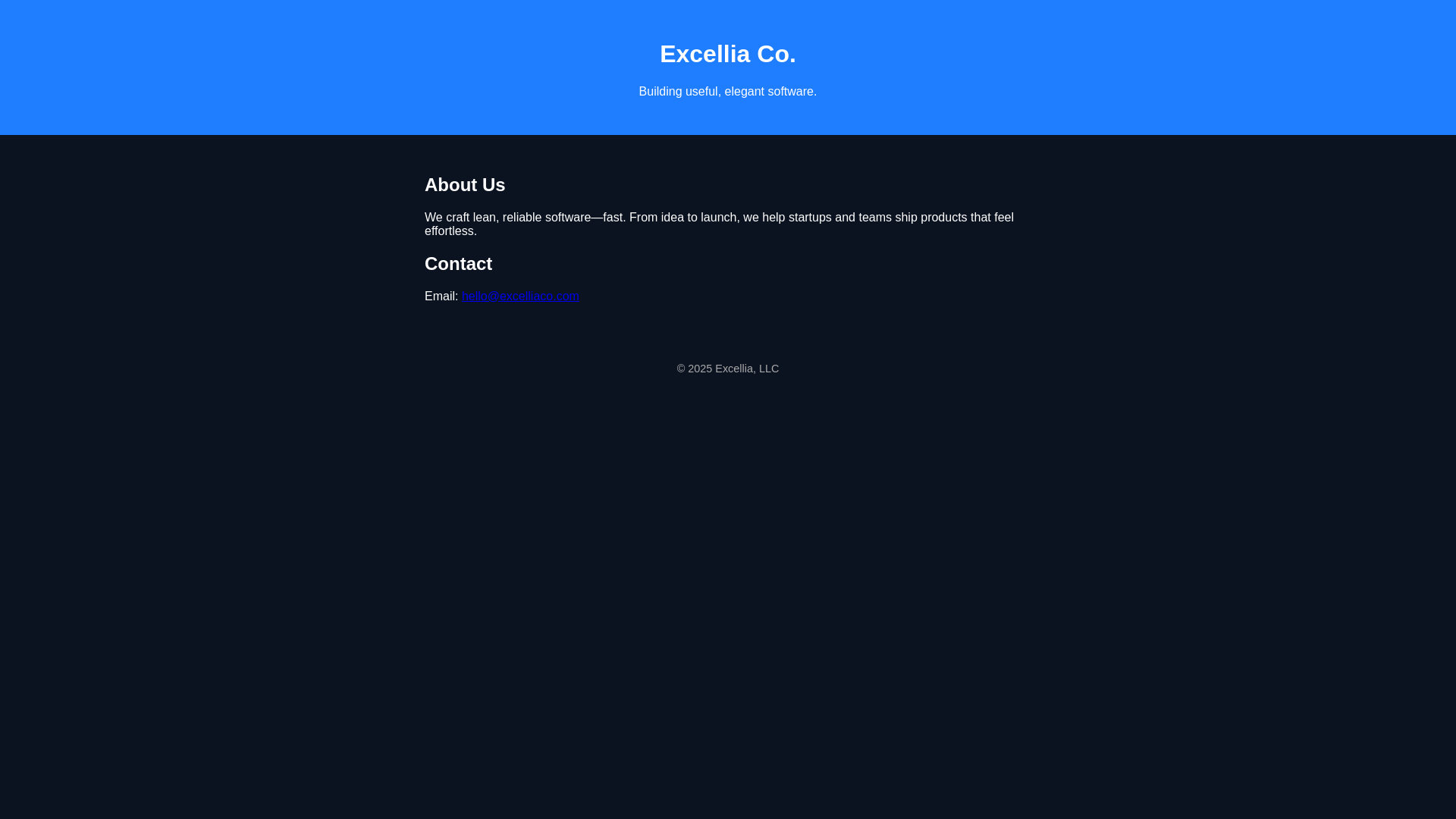 website screenshot of https://excelliaco.com/