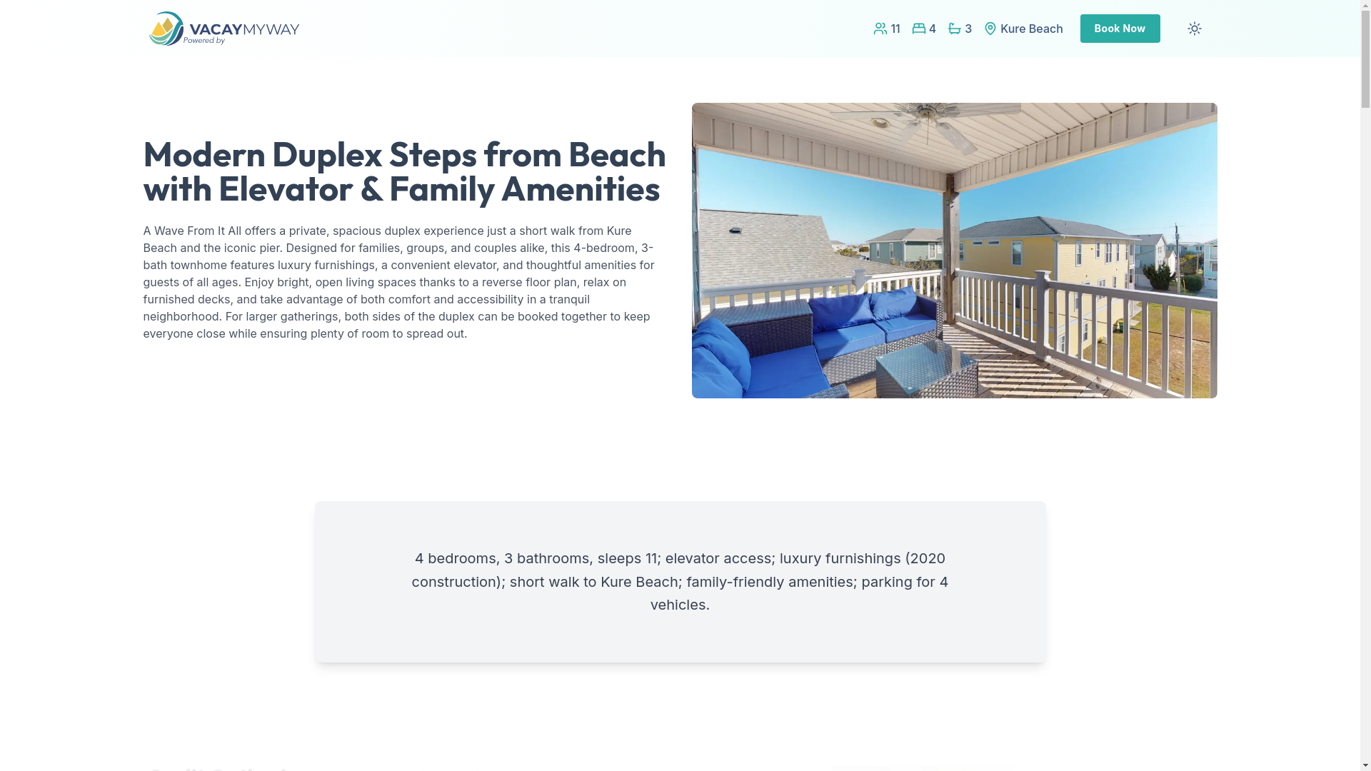 website screenshot of https://serenekurebeach.vacations/