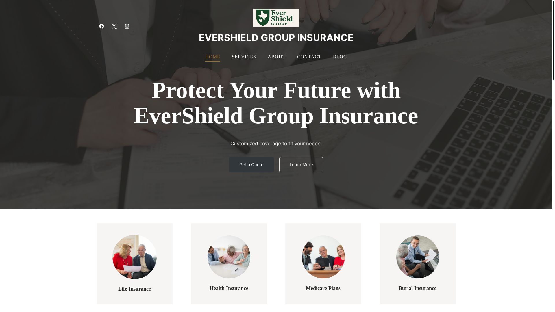 website screenshot of https://evershieldgroupinsurance.com/