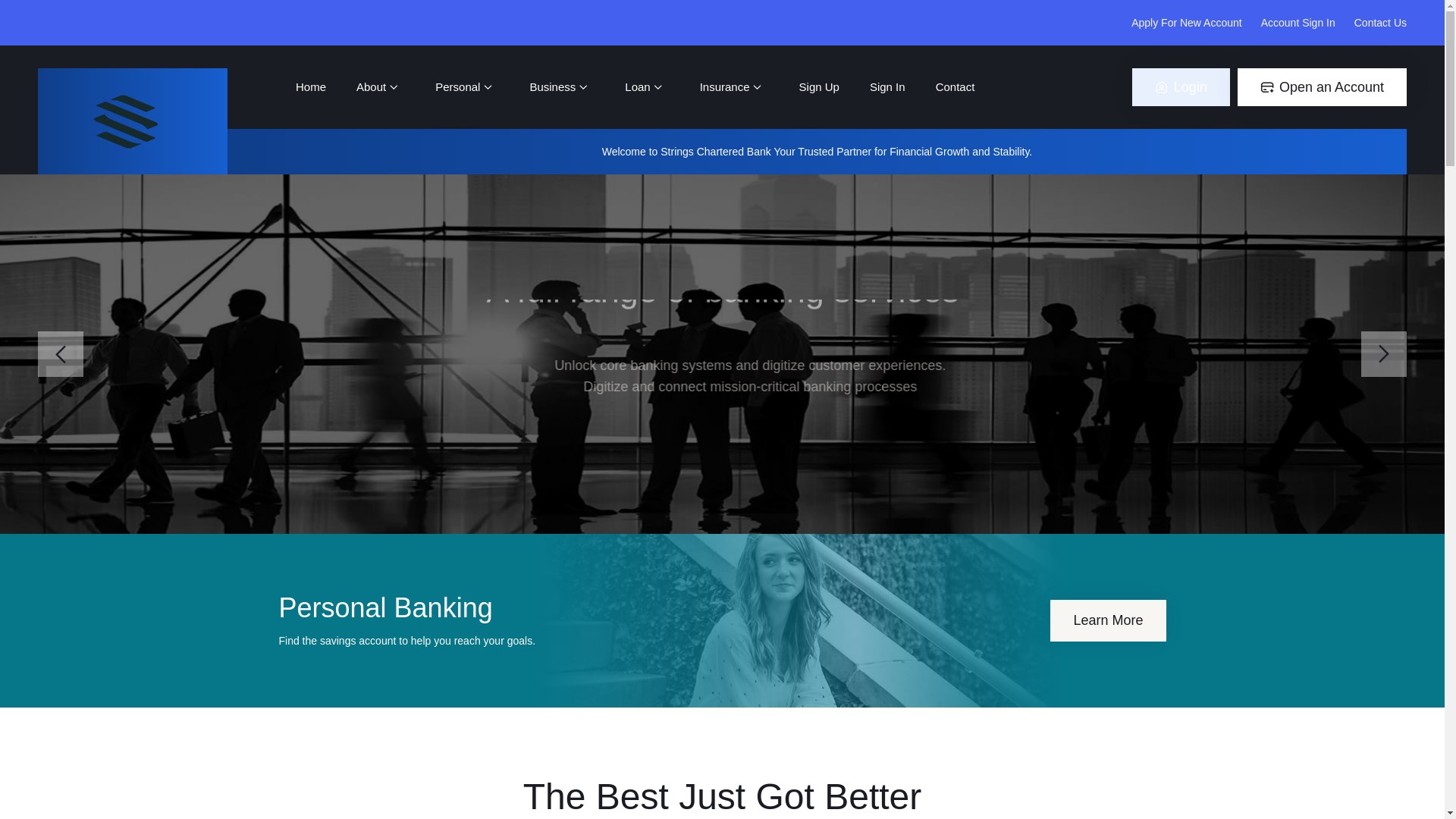 website screenshot of https://stringscharteredbank.com/