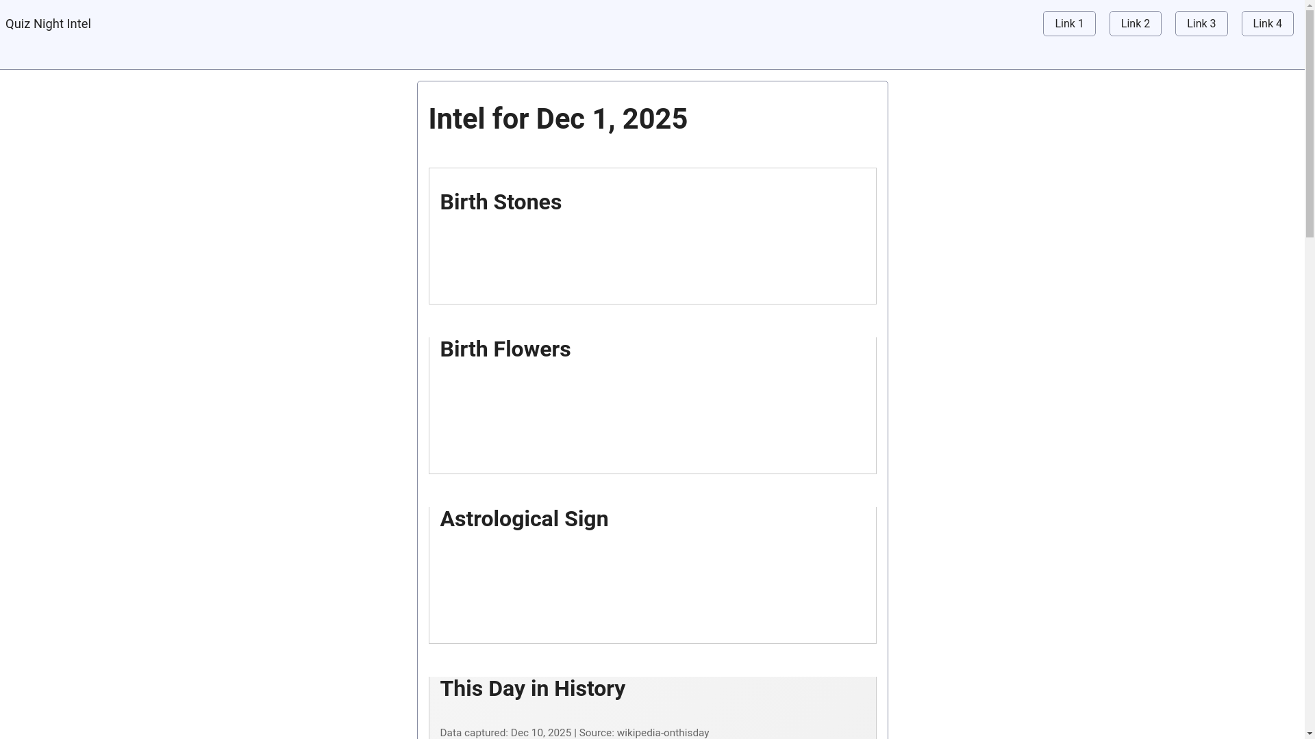 website screenshot of https://quiznightintel.com/