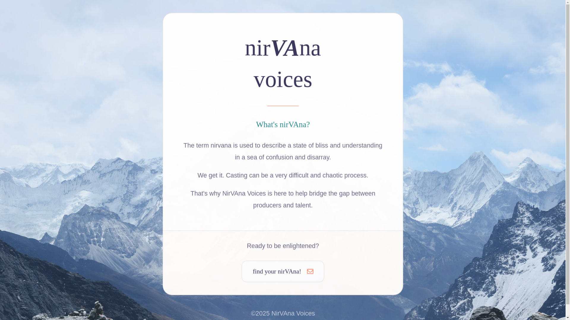 website screenshot of https://nirvanavoices.com/