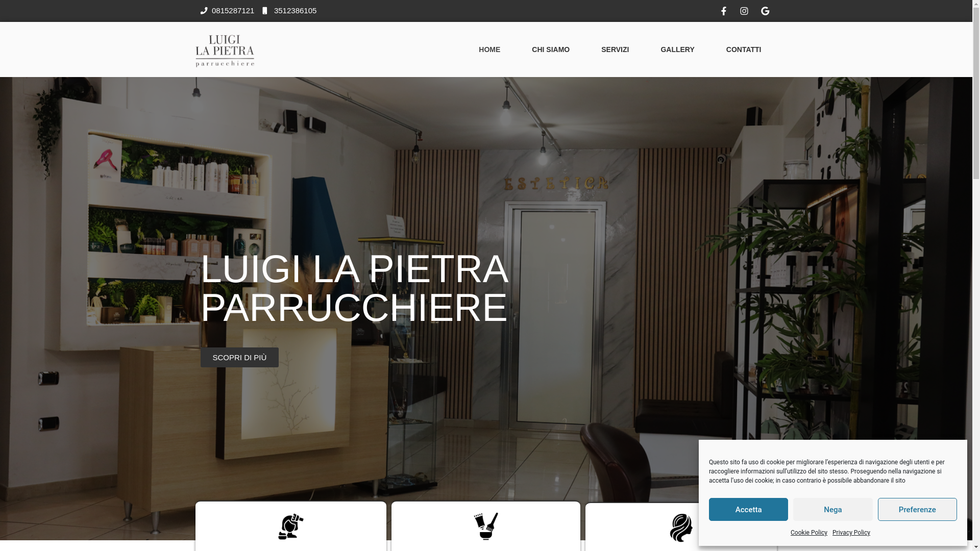 website screenshot of https://luigilapietraparrucchiere.it/